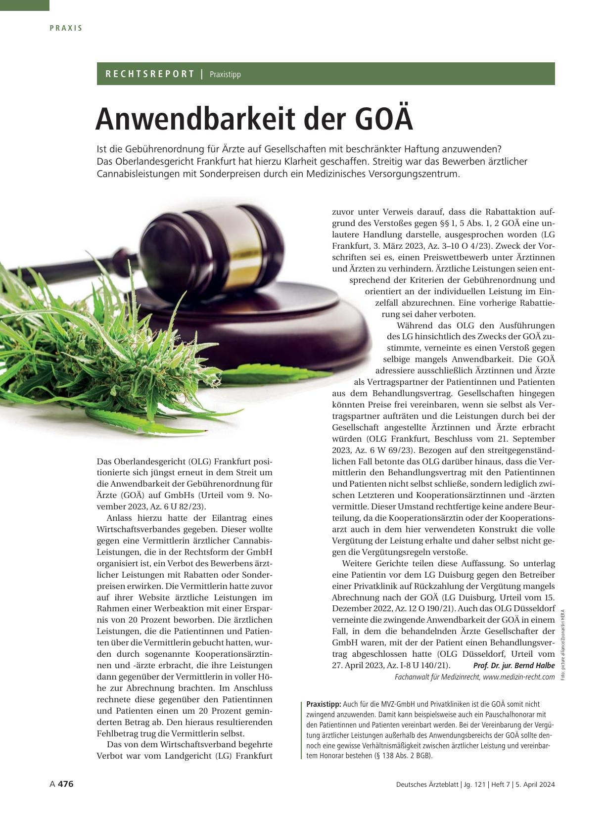 Vorschauseite 1: Praxistipp: Anwendbarkeit der GOÄ