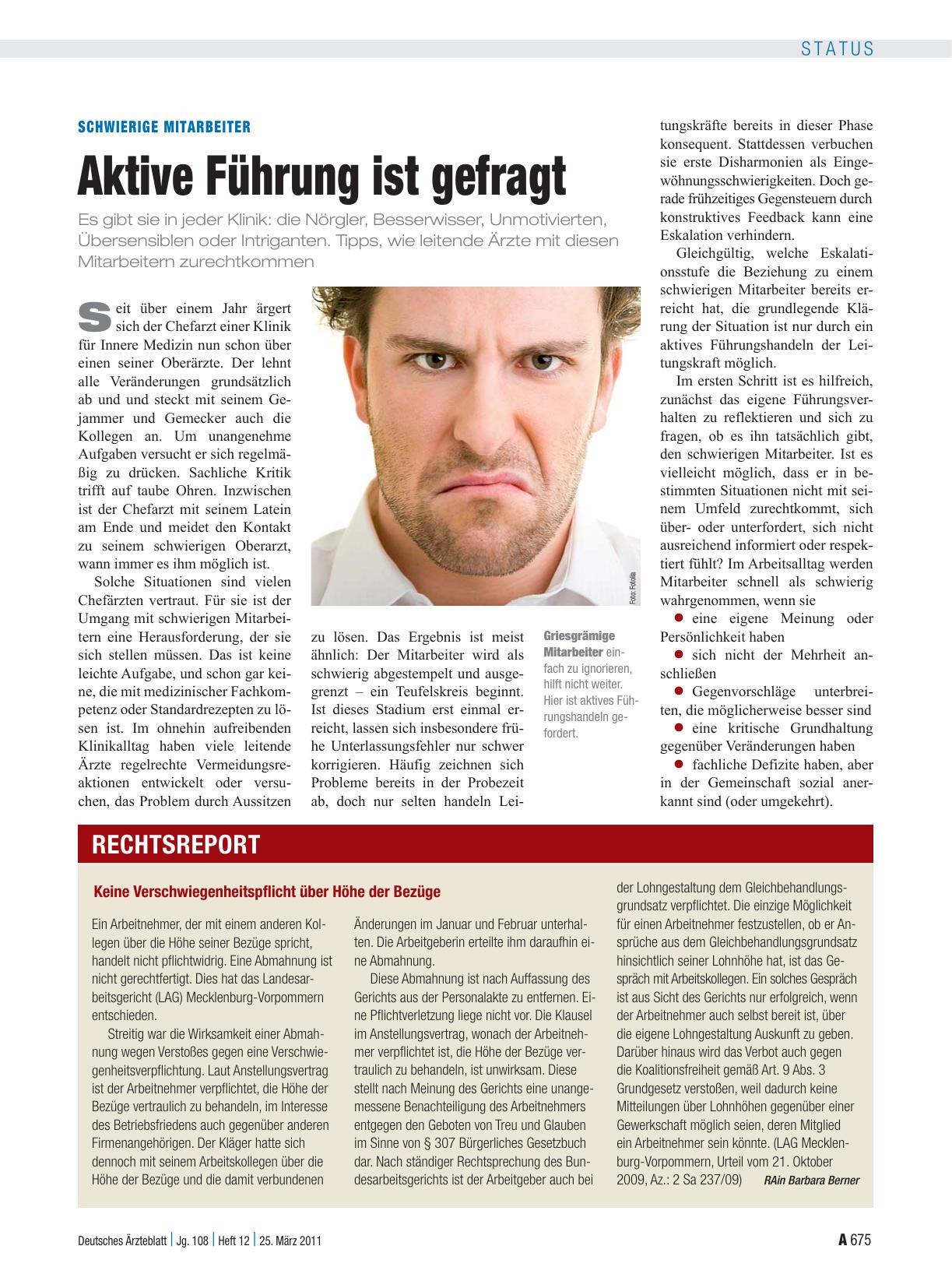 Vorschauseite 1: Schwierige Mitarbeiter: Aktive Führung ist gefragt