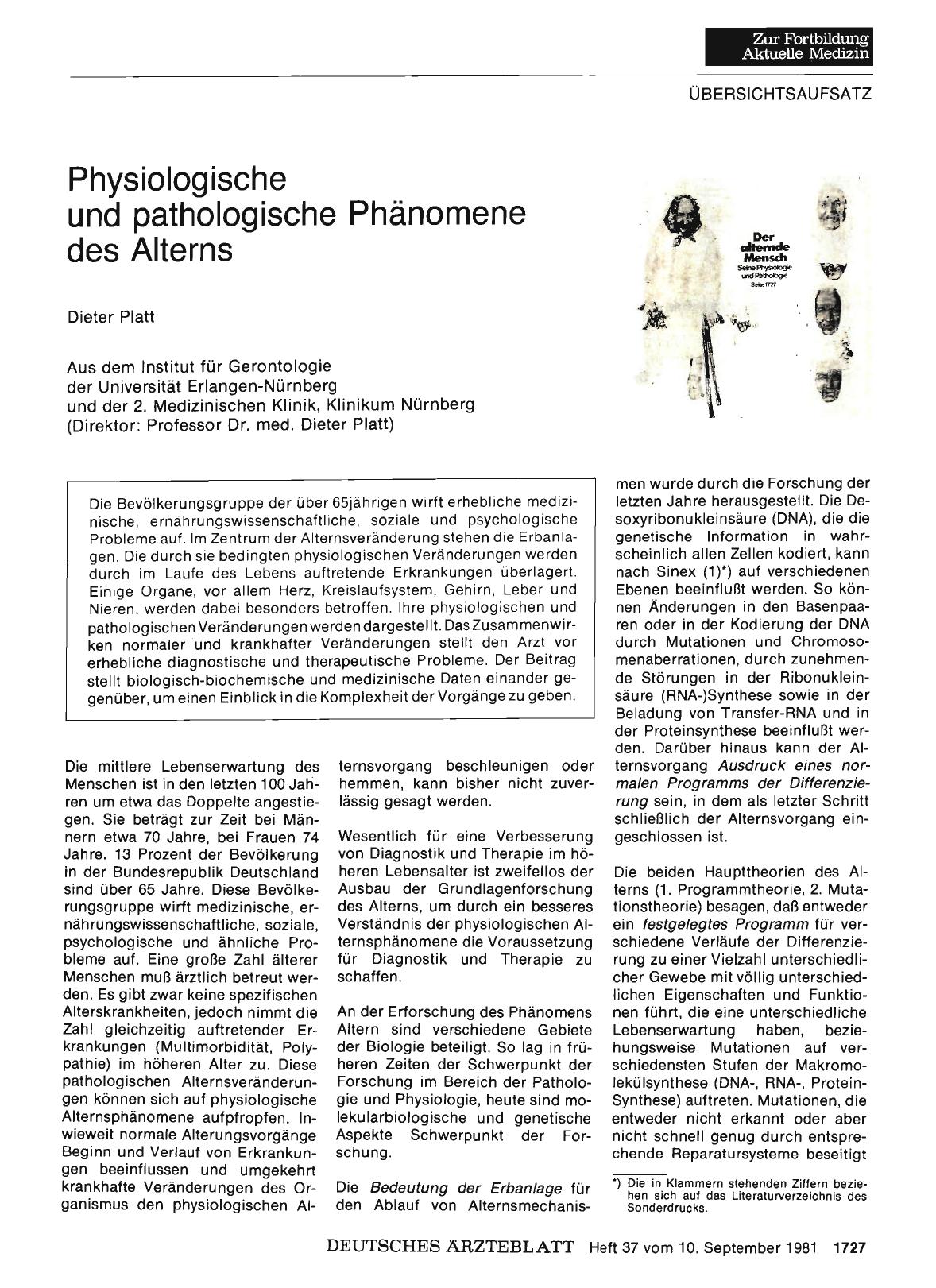 Vorschauseite 1: Physiologische und pathologische Phänomene des Alterns (Teil 1)