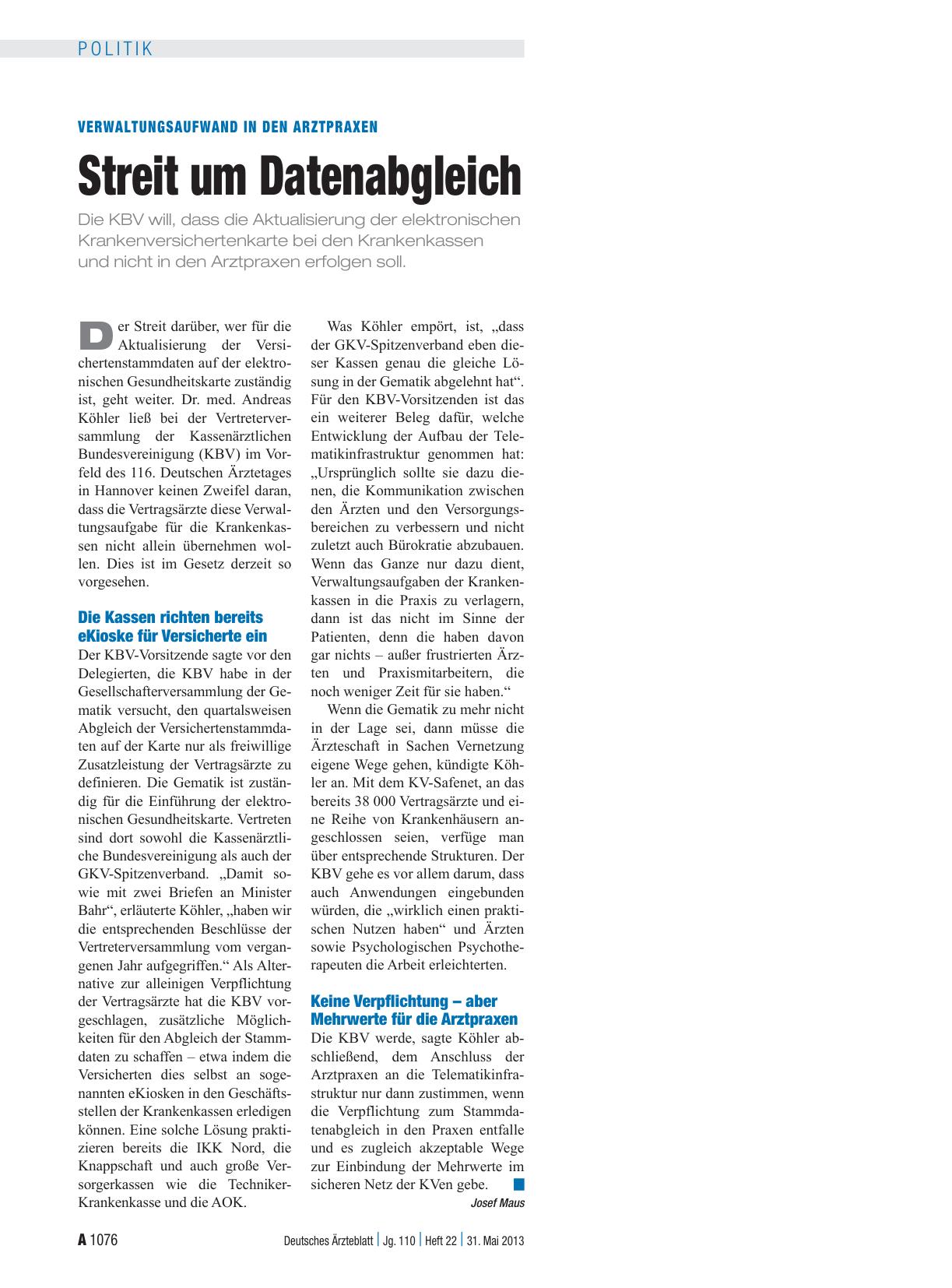 Vorschauseite 1: Verwaltungsaufwand in den Arztpraxen: Streit um Datenabgleich