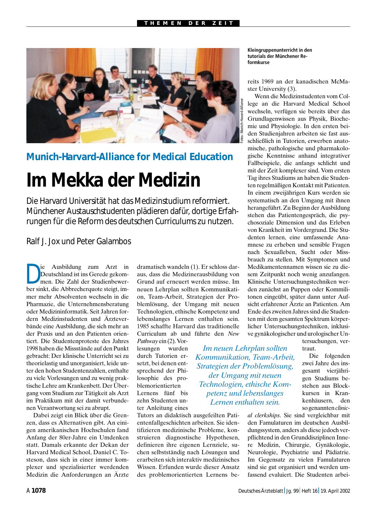 Vorschauseite 1: Munich-Harvard-Alliance for Medical Education: Im Mekka der Medizin