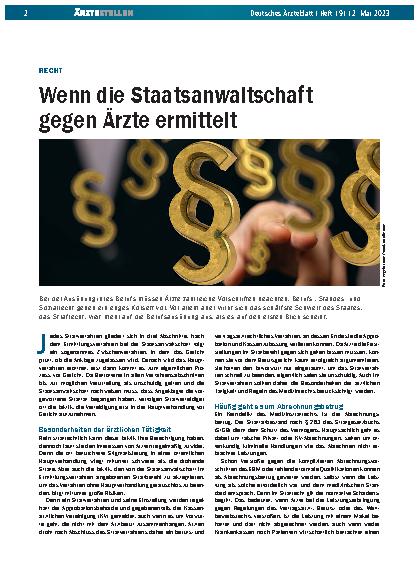 Vorschauseite 1: Richtig: Wenn die Staatsanwaltschaft gegen Ärzte ermittelt