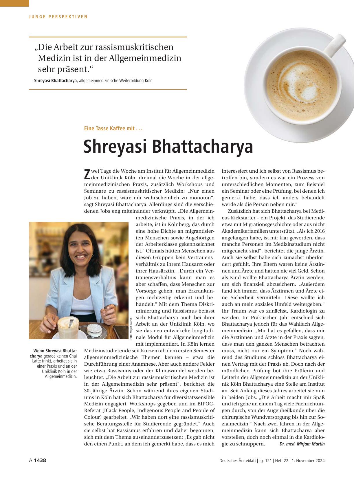 Vorschauseite 1: Eine Tasse Kaffee mit. .. Shreyasi Bhattacharya