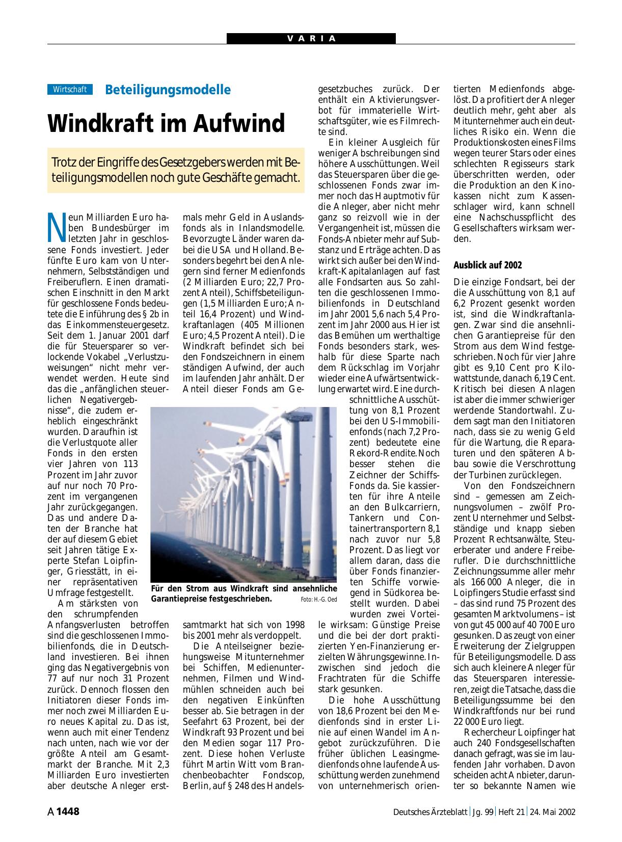 Vorschauseite 1: Beteiligungsmodelle: Windkraft im Aufwind