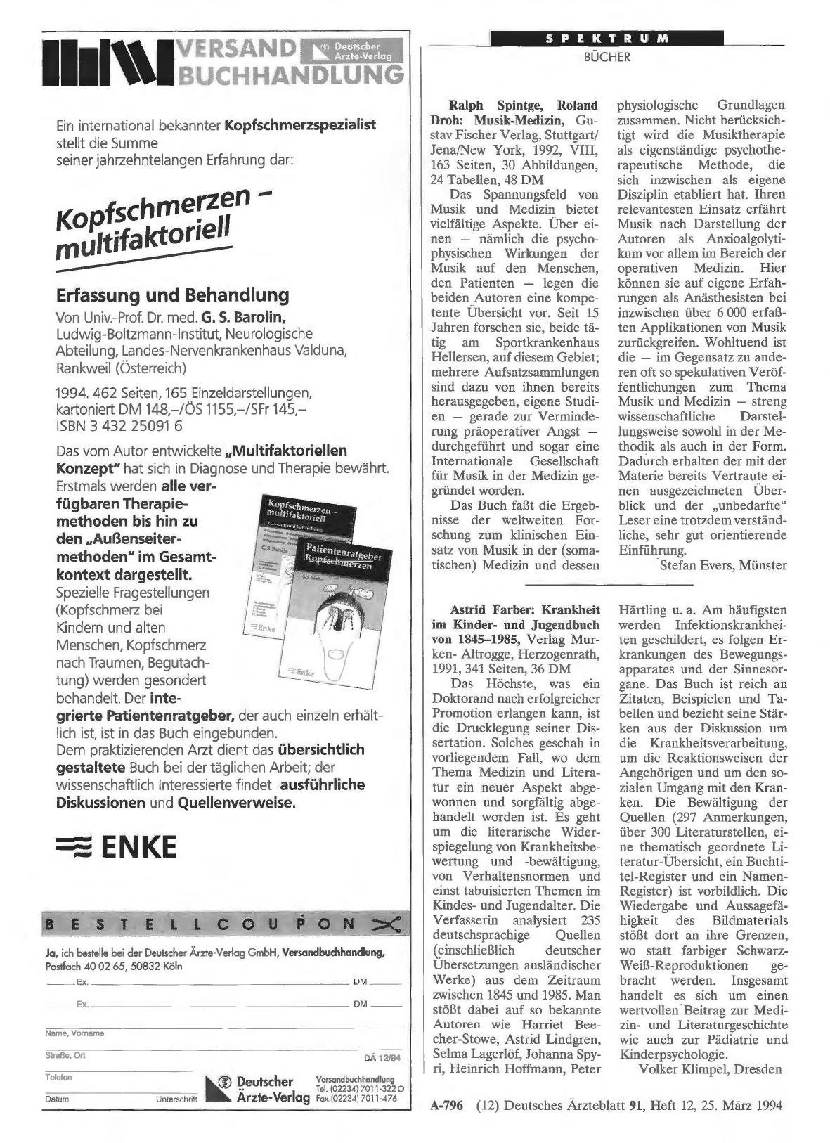 Vorschauseite 1: Ralph Spintge, Roland Droh: Musik-Medizin