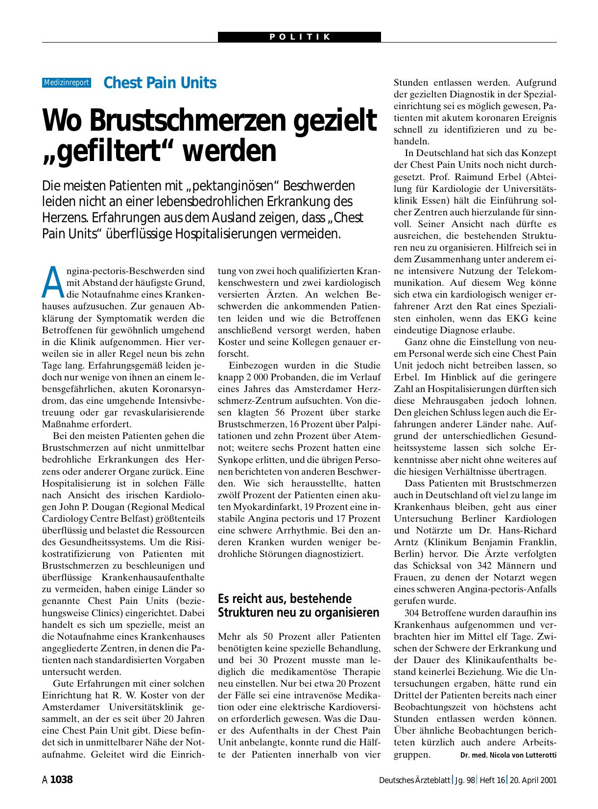 Vorschauseite 1: Chest Pain Units: Wo Brustschmerzen gezielt „gefiltert“ werden