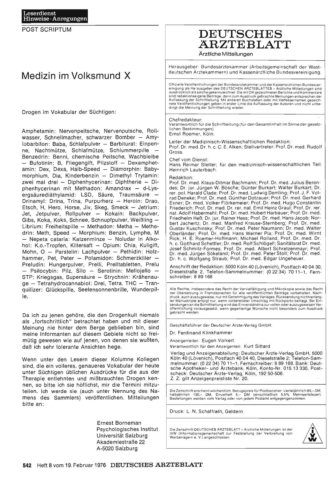 Vorschauseite 1: Medizin im Volksmund X
