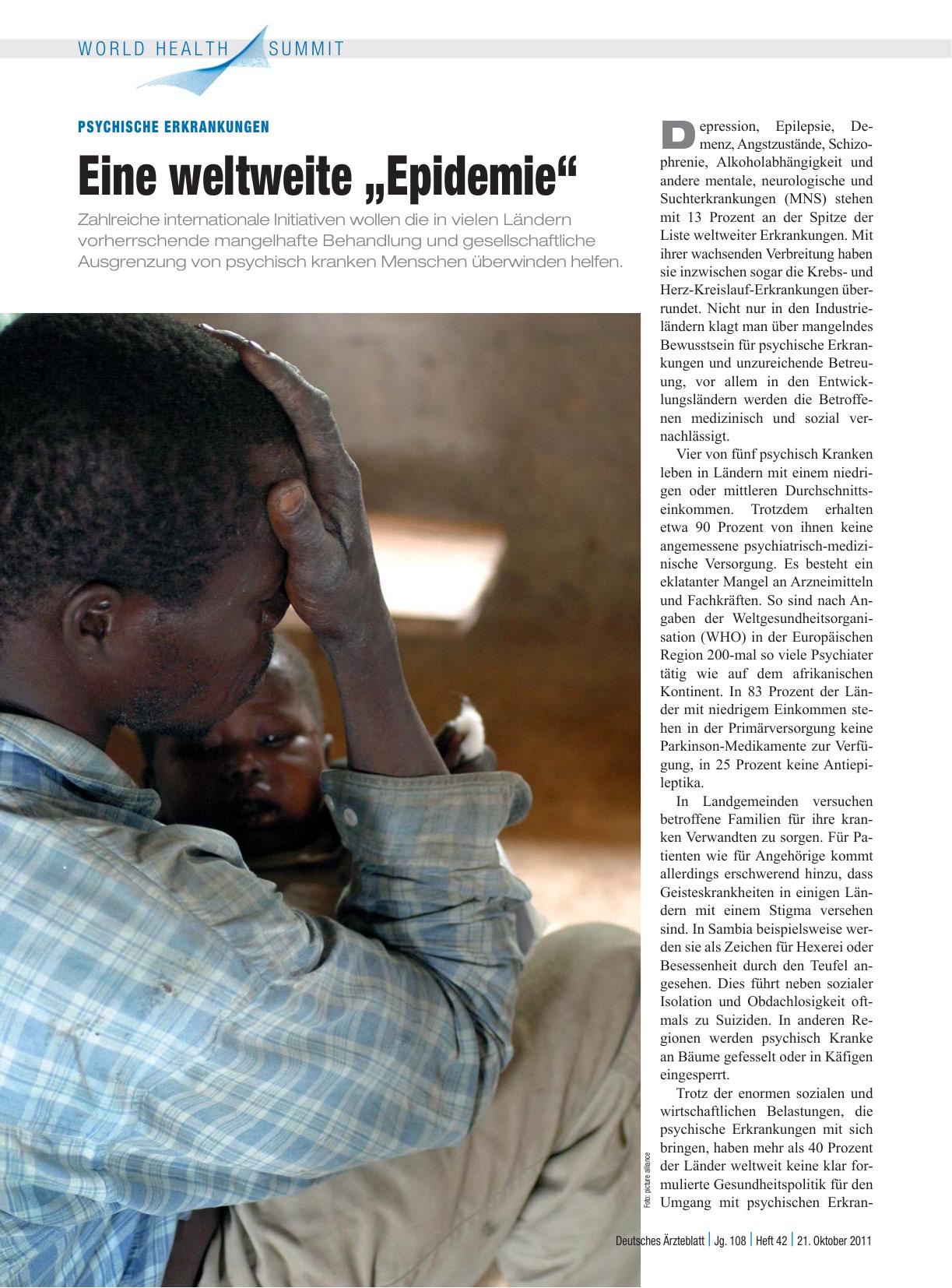 Vorschauseite 1: Psychische Erkrankungen: Eine weltweite „Epidemie“