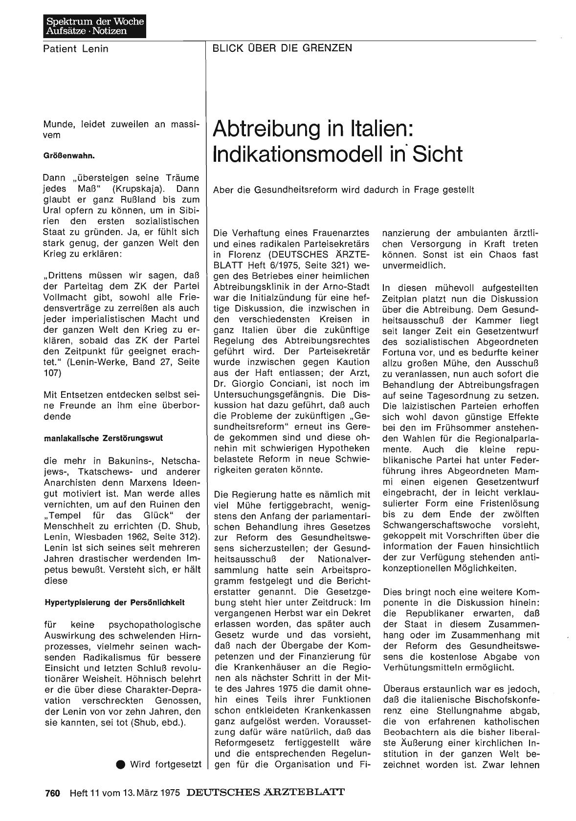 Vorschauseite 1: Abtreibung in Italien: Indikationsmodell in Sicht