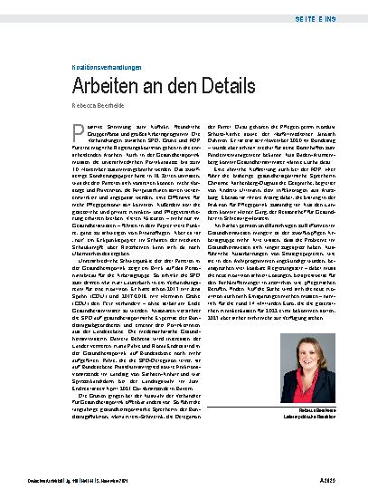 Vorschauseite 1: Koalitionsverhandlungen: Arbeiten an den Details