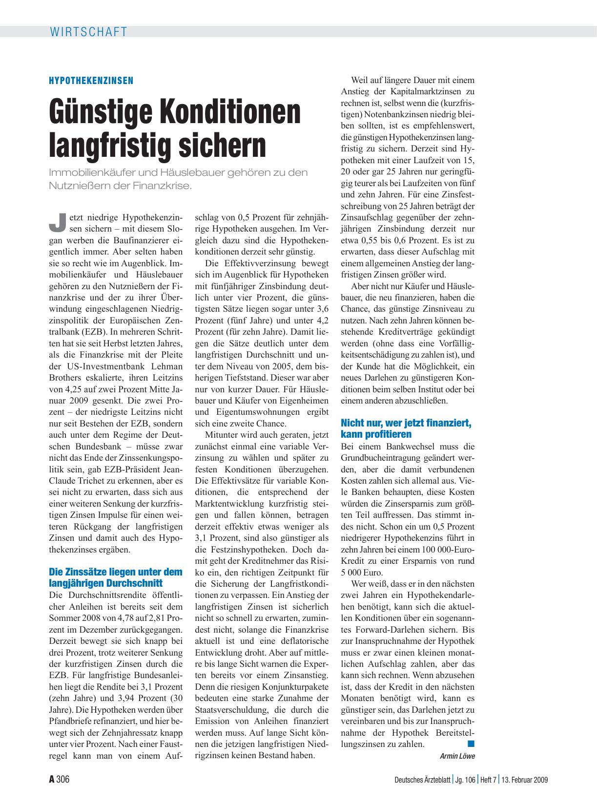 Vorschauseite 1: Hypothekenzinsen: Günstige Konditionen langfristig sichern
