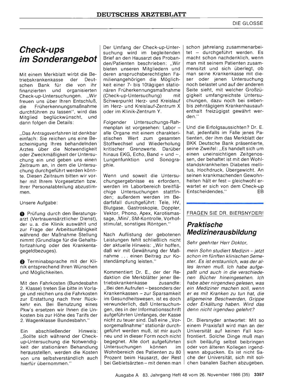 Vorschauseite 1: FRAGEN SIE DR. BIERSNYDER! Praktische Medizinerausbildung