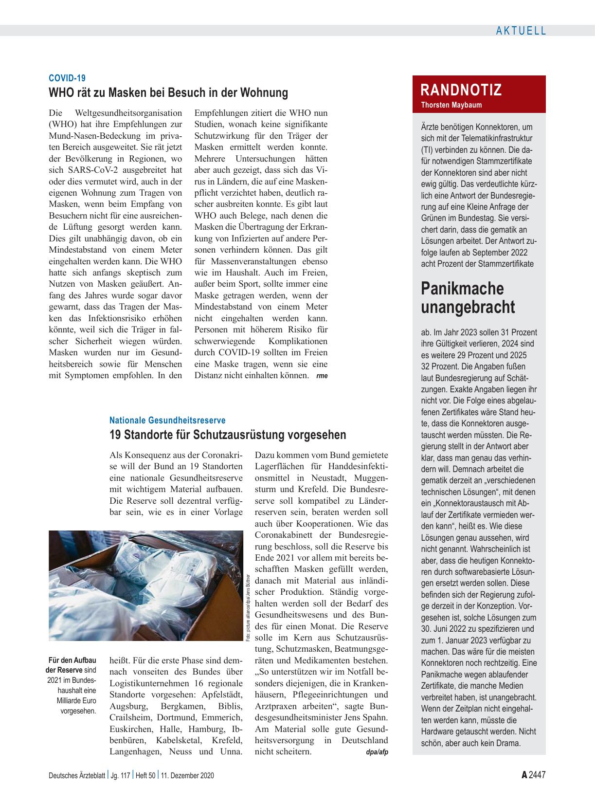 Vorschauseite 1: Randnotiz: Panikmache unangebracht