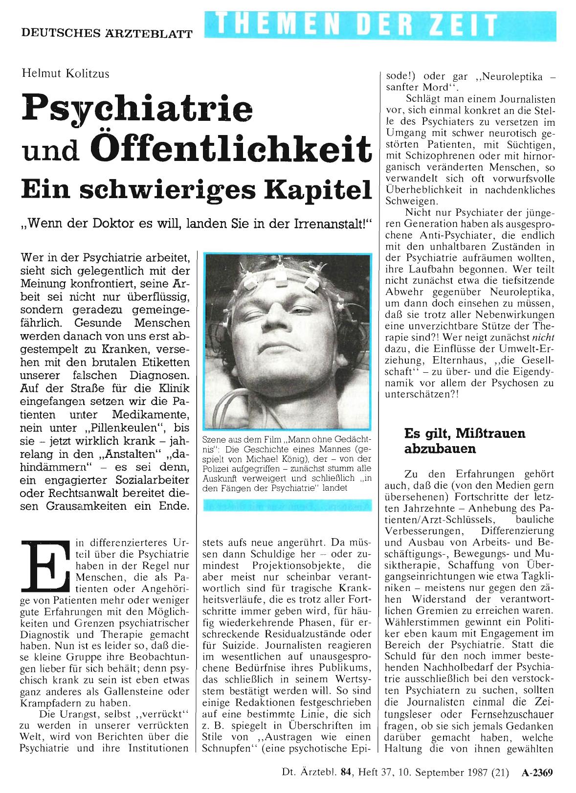 Vorschauseite 1: Psychiatrie und Öffentlichkeit: Ein schwieriges Kapitel
