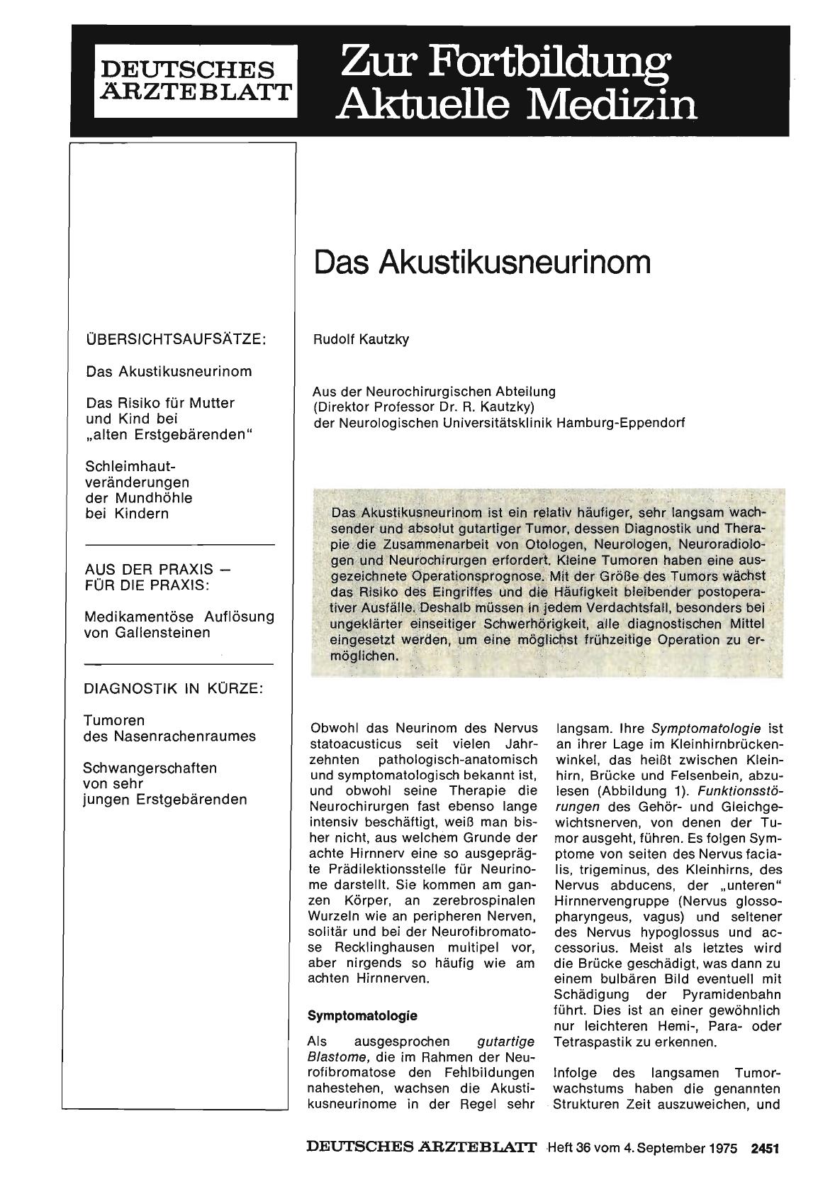 Vorschauseite 1: Das Akustikusneurinom