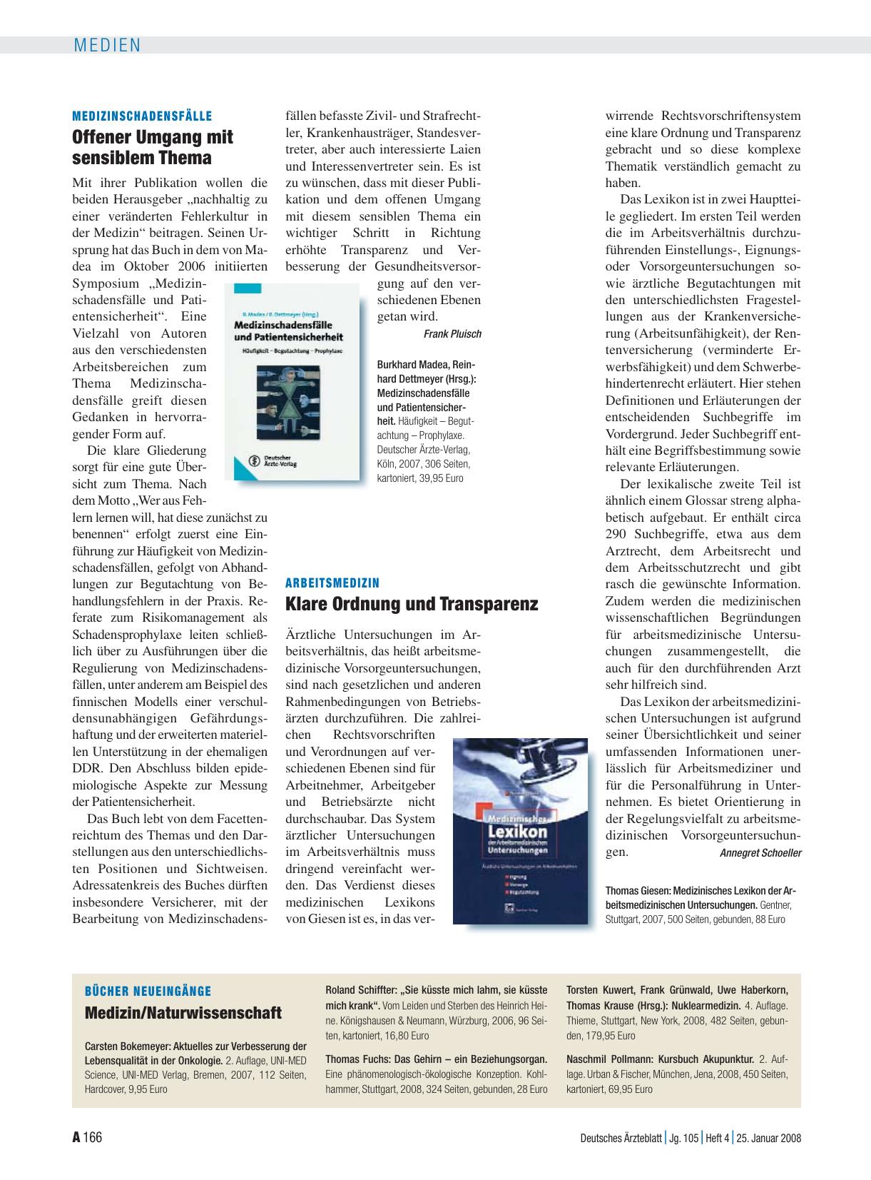 Vorschauseite 1: Arbeitsmedizin: Klare Ordnung und Transparenz