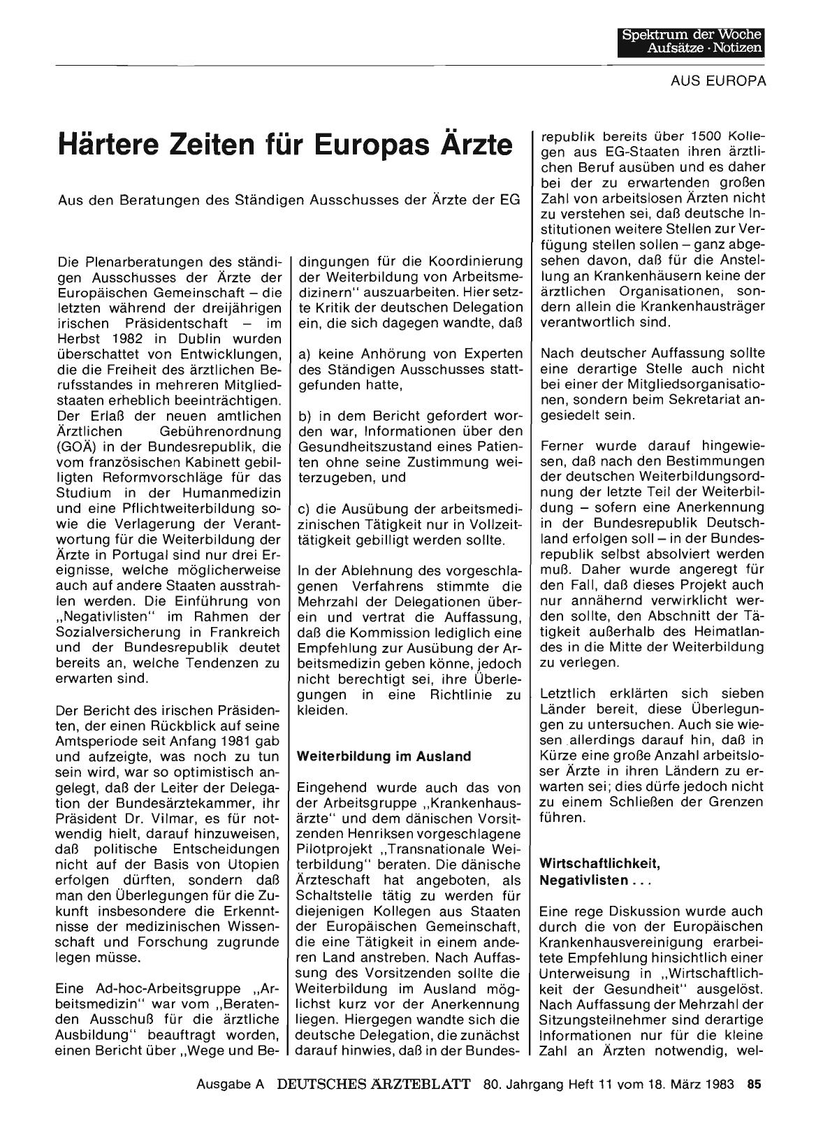 Vorschauseite 1: Härtere Zeiten für Europas Ärzte