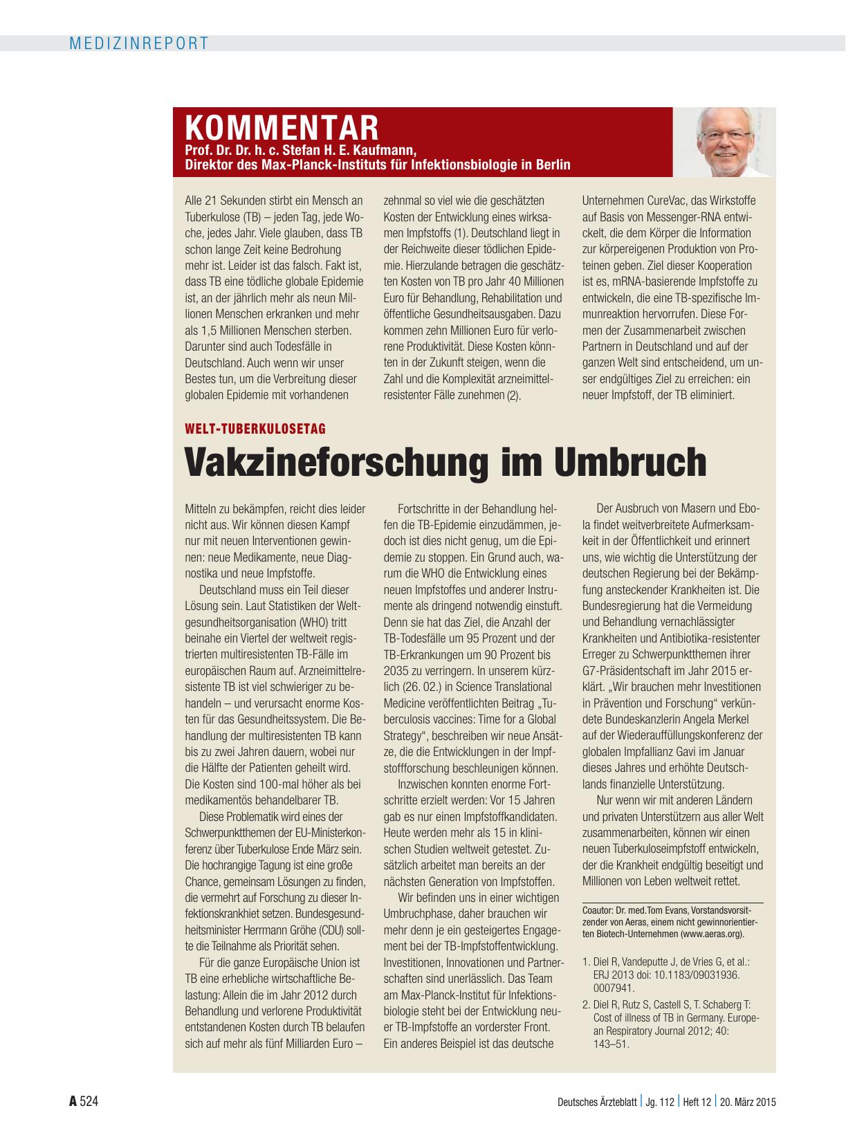 Vorschauseite 1: Welt-Tuberkulosetag: Vakzineforschung im Umbruch
