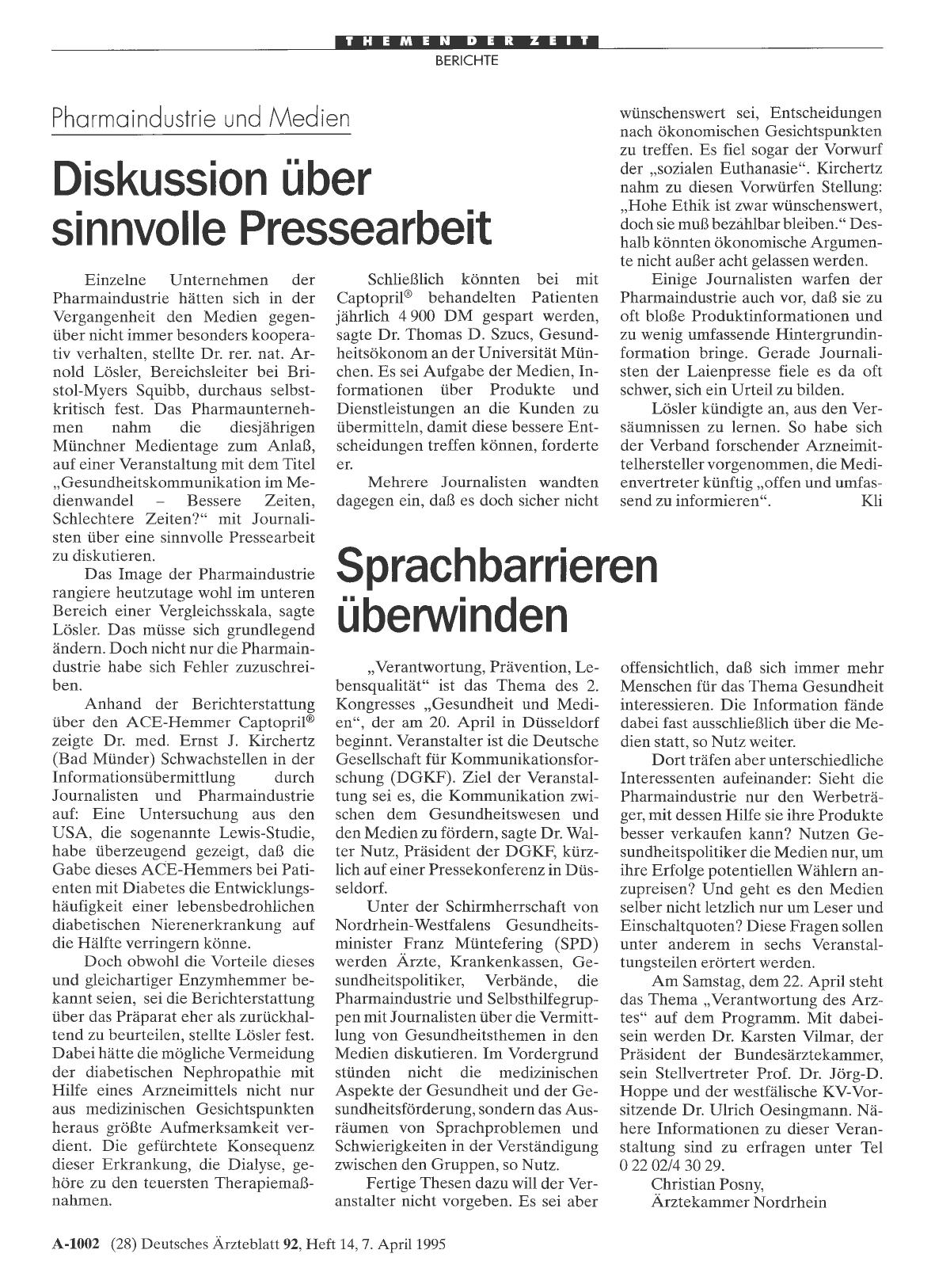 Vorschauseite 1: Pharmaindustrie und Medien: Diskussion über sinnvolle Pressearbeit