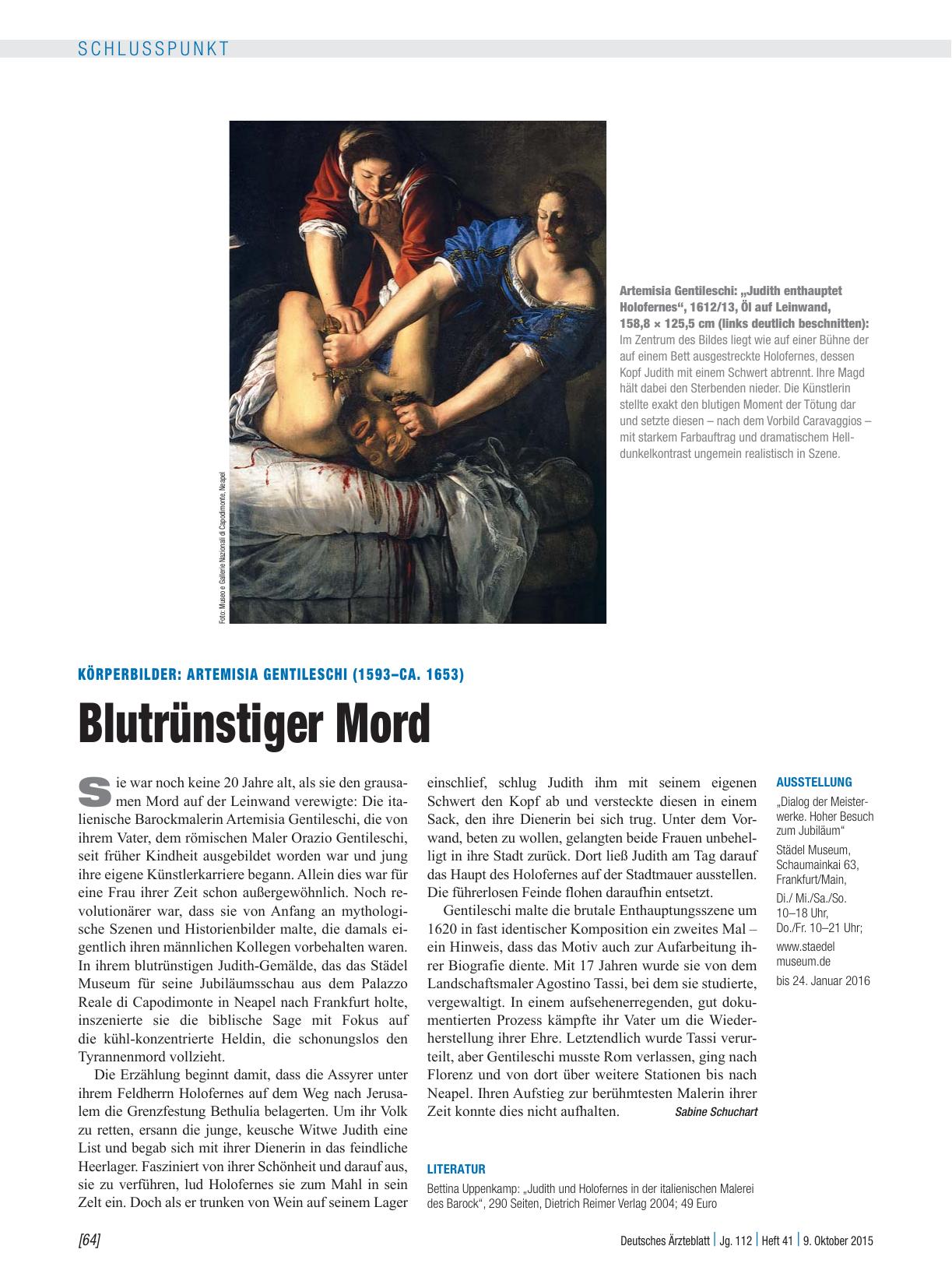 Vorschauseite 1: Körperbilder: Artemisia Gentileschi (1593 – ca. 1653) – Blutrünstiger Mord