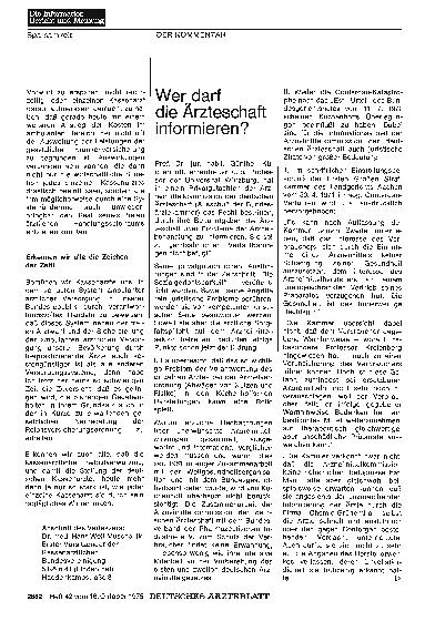Vorschauseite 1: Wer darf die Ärzteschaft informieren?