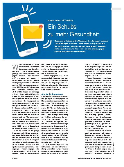 Vorschauseite 1: Nudges bei der HPV-Impfung: Ein Schubs zu mehr Gesundheit