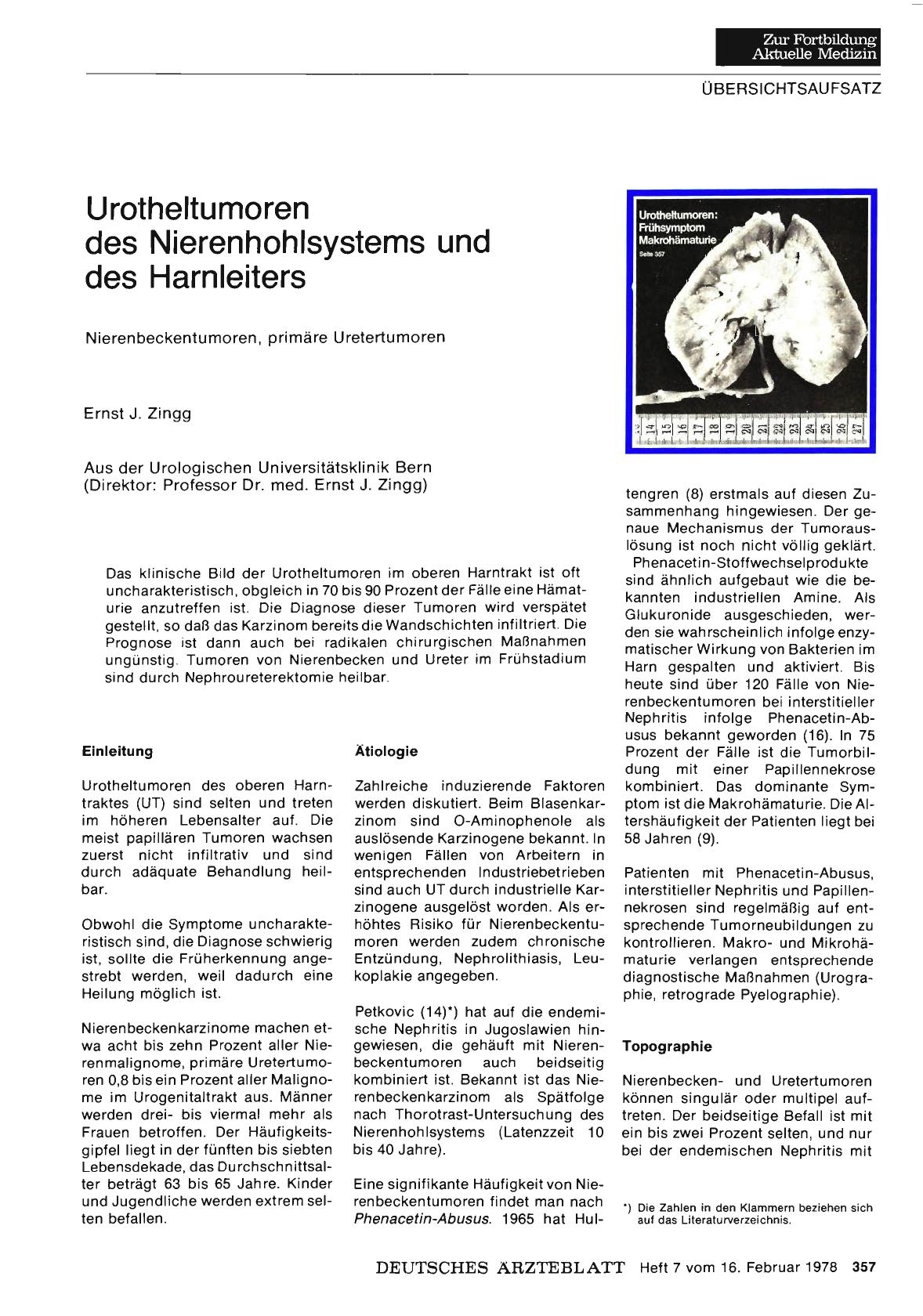 Vorschauseite 1: Urotheltumoren des Nierenhohlsystems und des Harnleiters