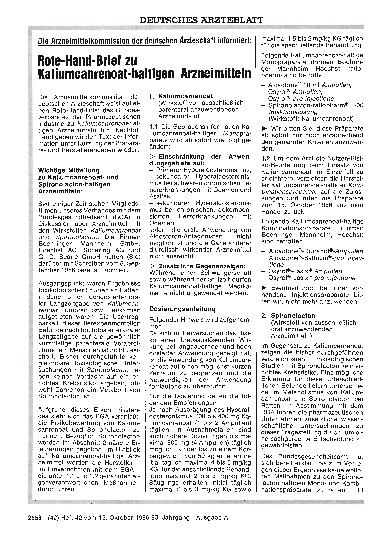 Vorschauseite 1: Die Arzneimittelkommission der deutschen Ärzteschaft informiert: Rote-Hand-Brief zu Kaliumcanrenoat-haltigen Arzneimitteln