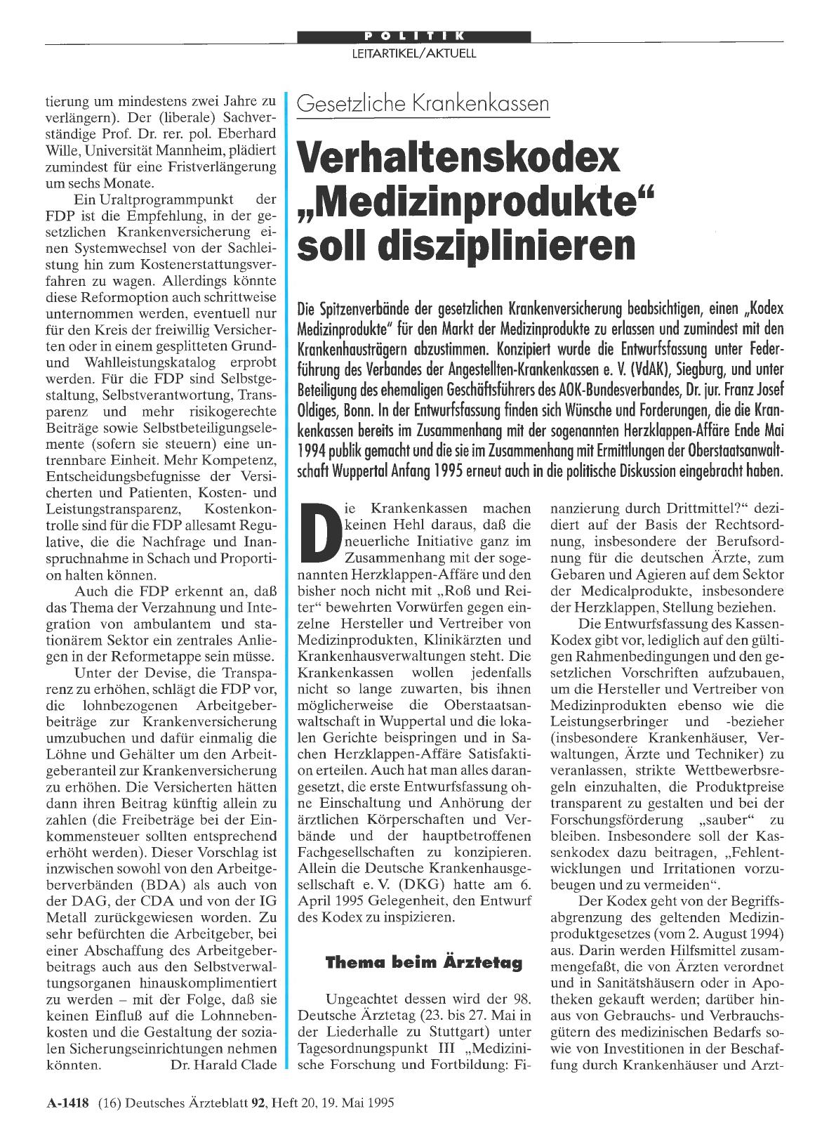 Vorschauseite 1: Gesetzliche Krankenkassen Verhaltenskodex „Medizinprodukte“ soll disziplinieren
