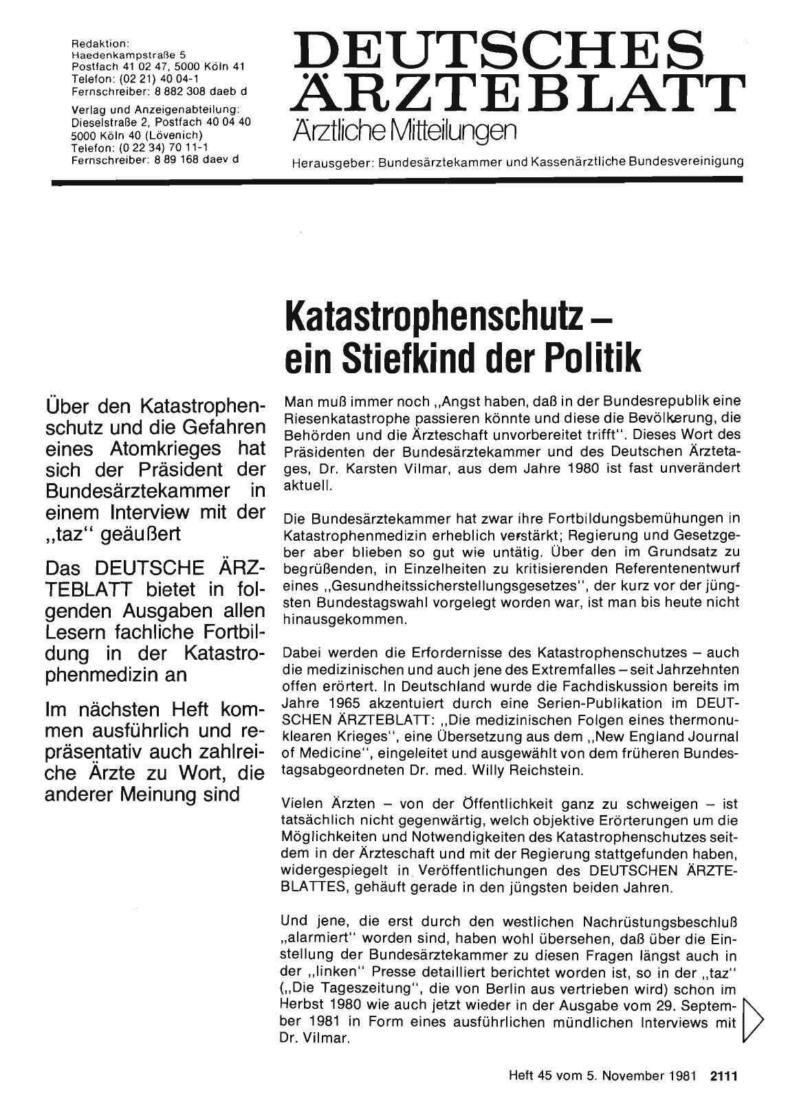 Vorschauseite 1: Katastrophenschutz ein Stiefkind der Politik