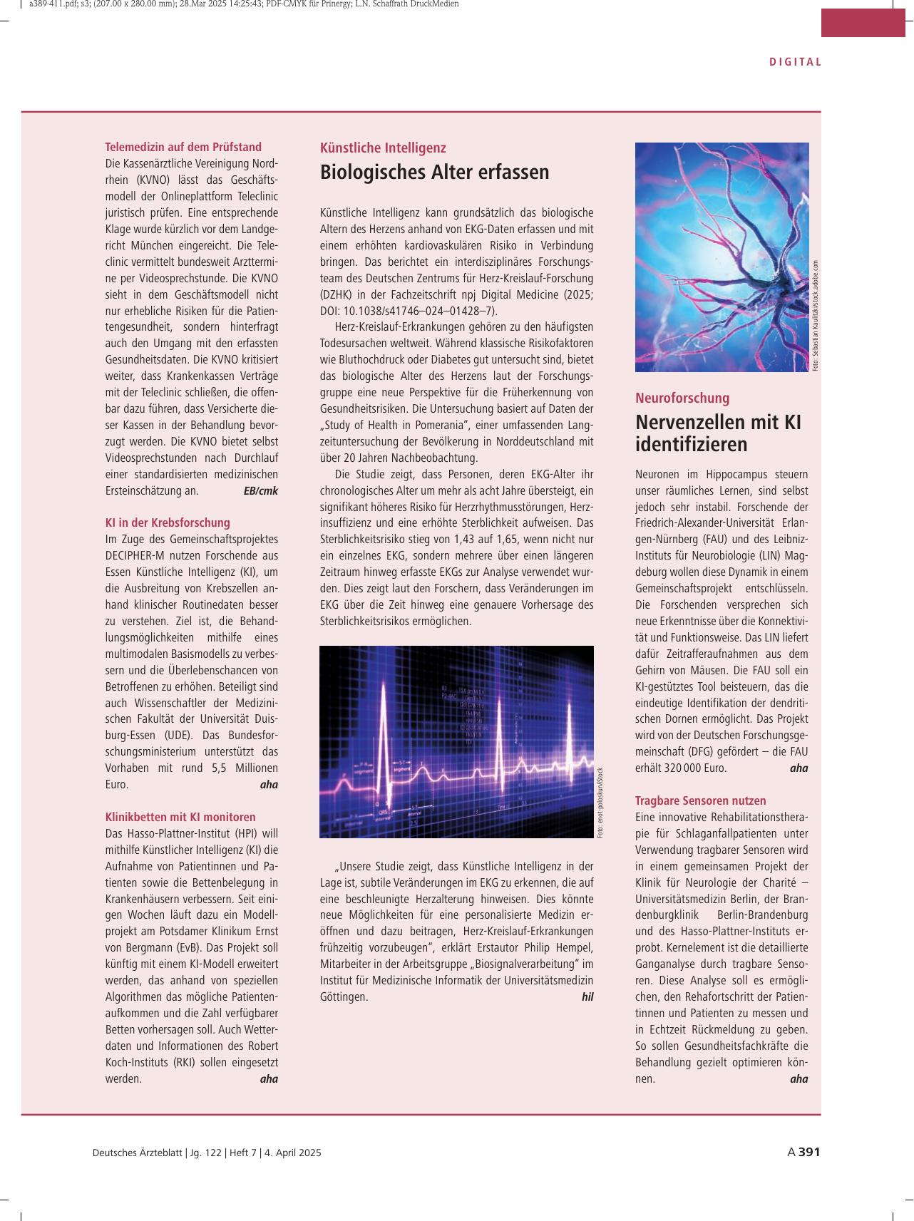 Vorschauseite 1: Künstliche Intelligenz: Biologisches Alter erfassen