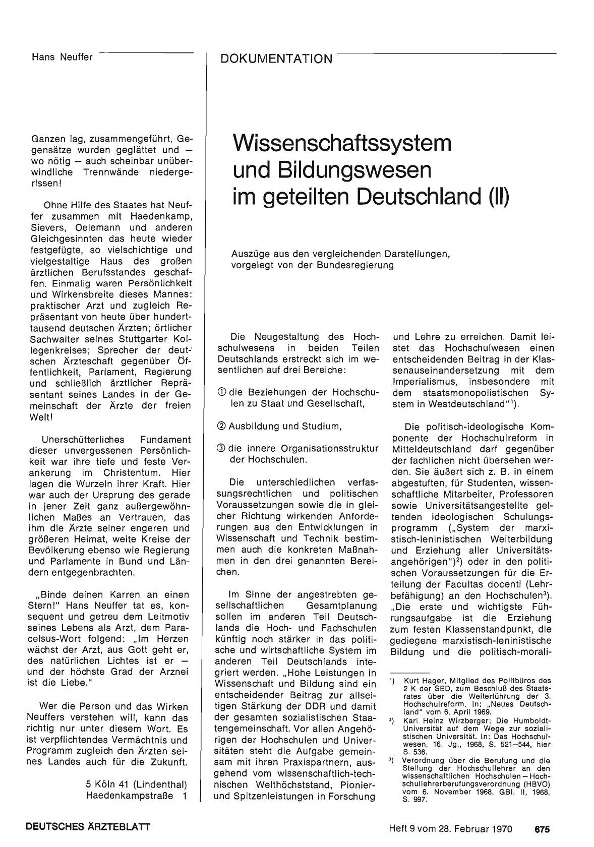 Vorschauseite 1: Wissenschaftssystem und Bildungswesen im geteilten Deutschland (II)