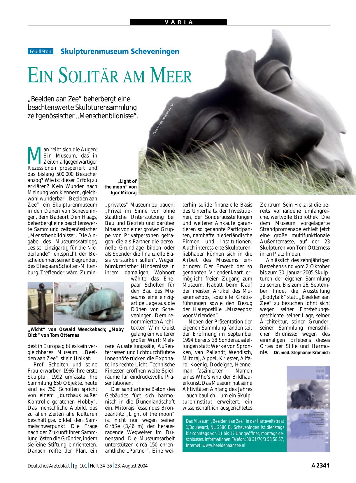 Vorschauseite 1: Skulpturenmuseum Scheveningen: Ein Solitär am Meer