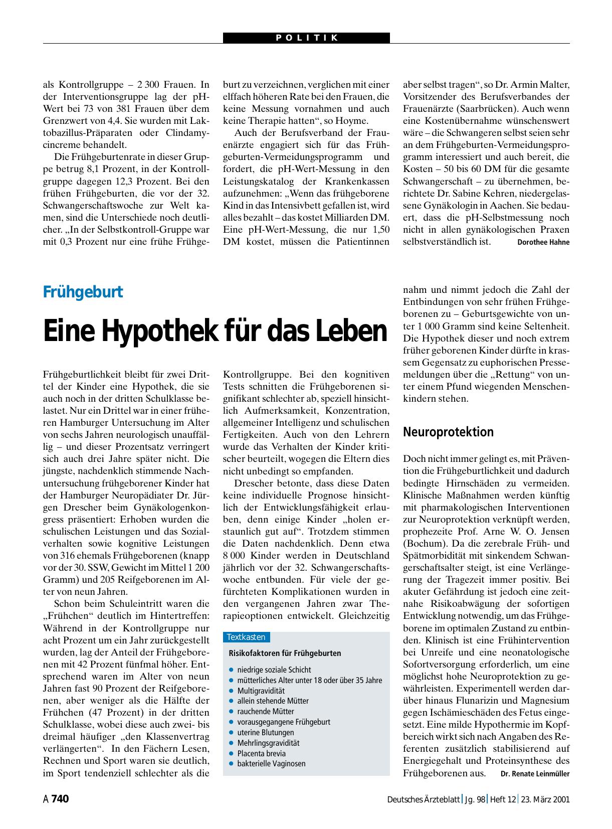 Vorschauseite 1: Frühgeburt: Eine Hypothek für das Leben