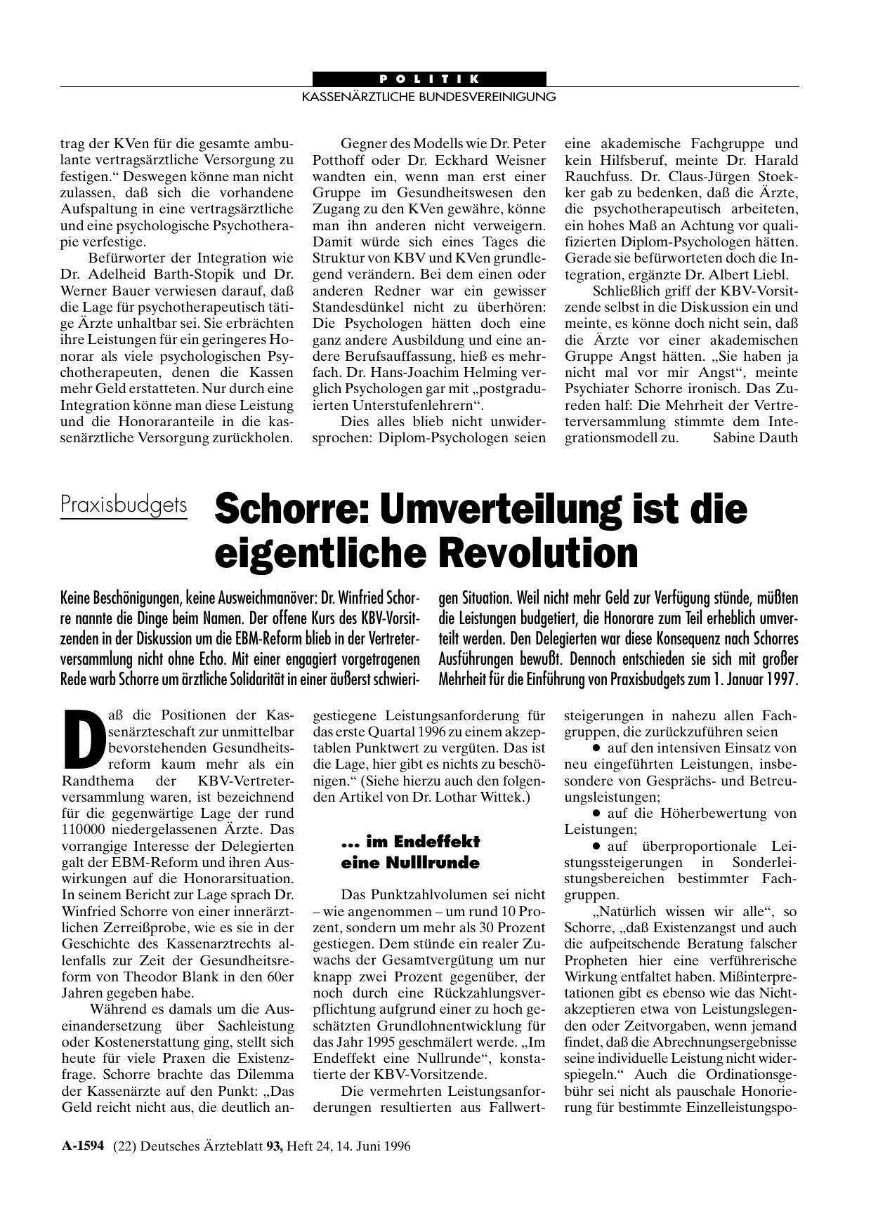 Vorschauseite 1: Schorre: Umverteilung ist die eigentliche Revolution