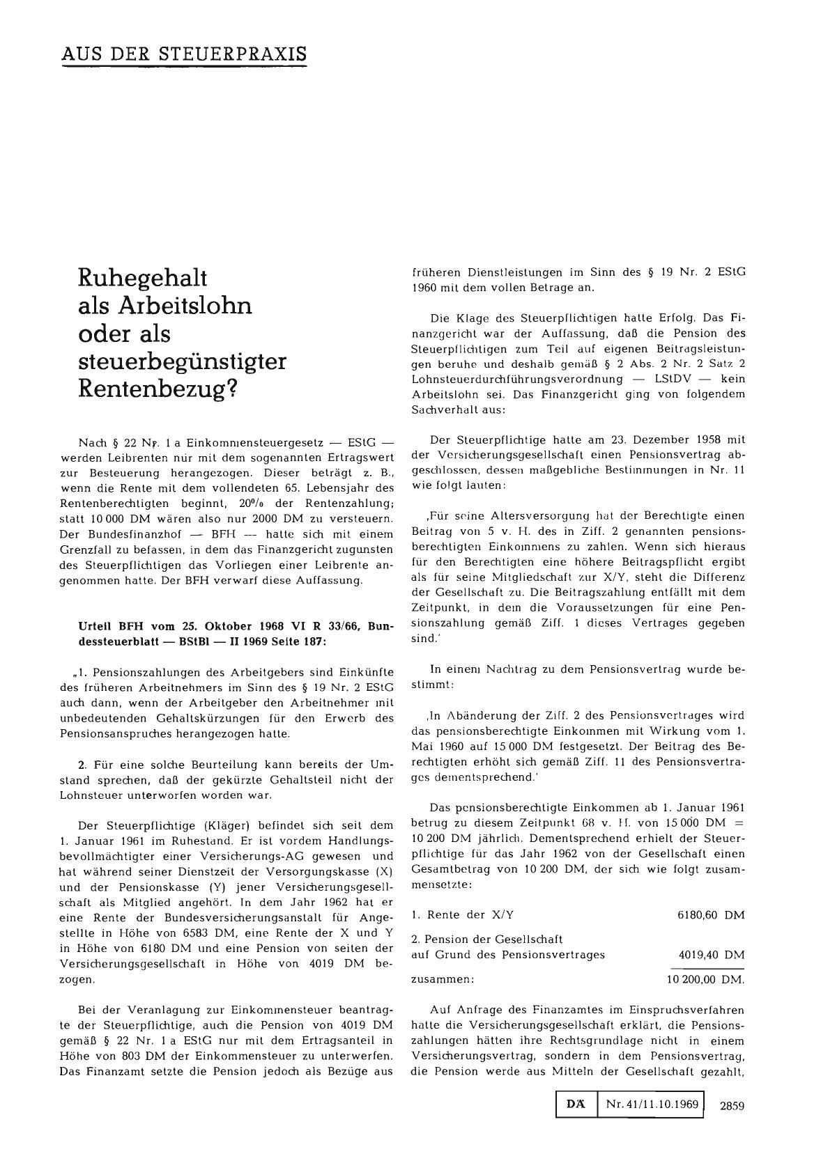 Vorschauseite 1: Ruhegehalt als Arbeitslohn oder als steuerbegünstigter Rentenbezug?