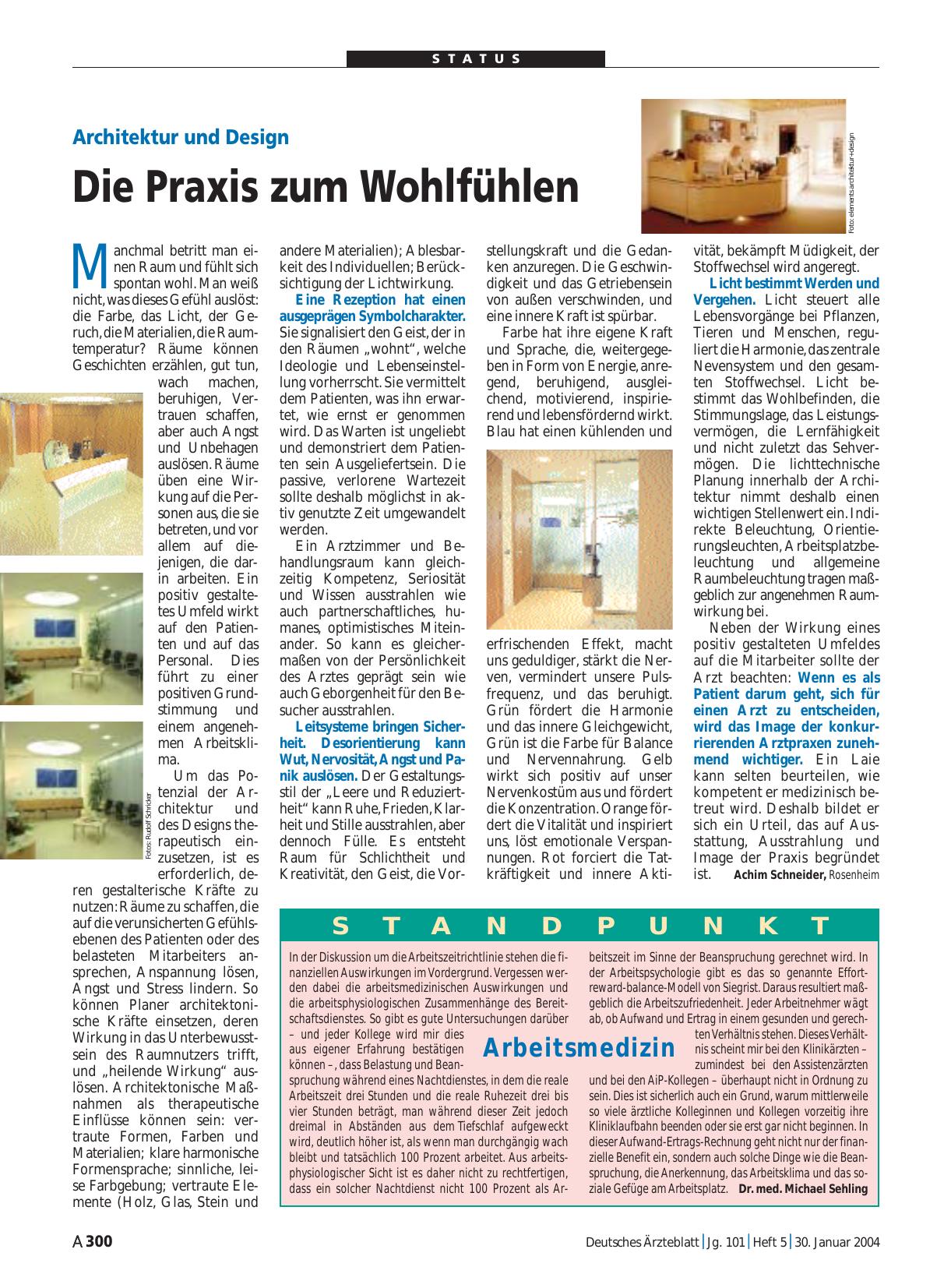 Vorschauseite 1: Architektur und Design: Die Praxis zum Wohlfühlen