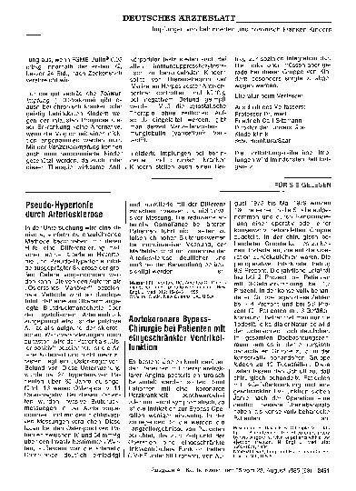 Vorschauseite 1: Aortokoronare Bypass-Chirurgie bei Patienten mit eingeschränkter Ventrikelfunktion