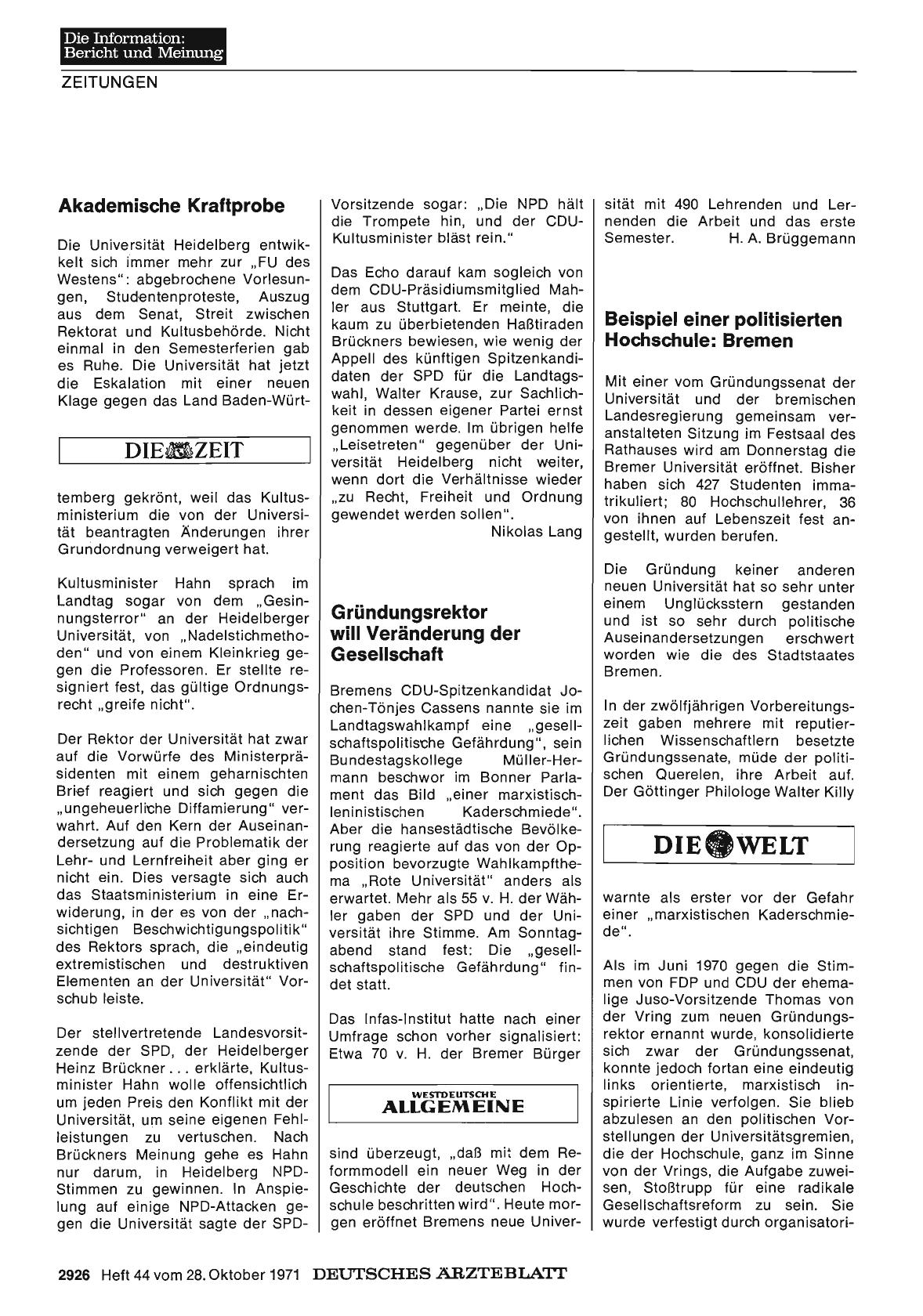 Vorschauseite 1: Ausschnitte aus Berichten über das Hochschulproblem in Deutschland