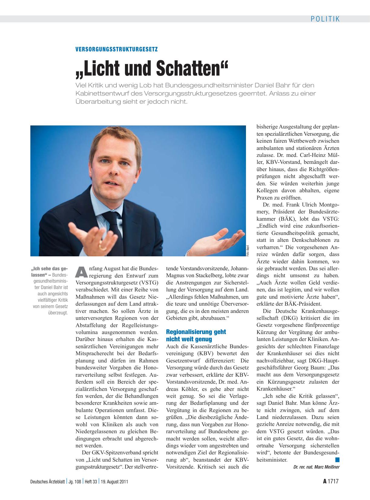 Vorschauseite 1: Versorgungsstrukturgesetz: „Licht und Schatten“