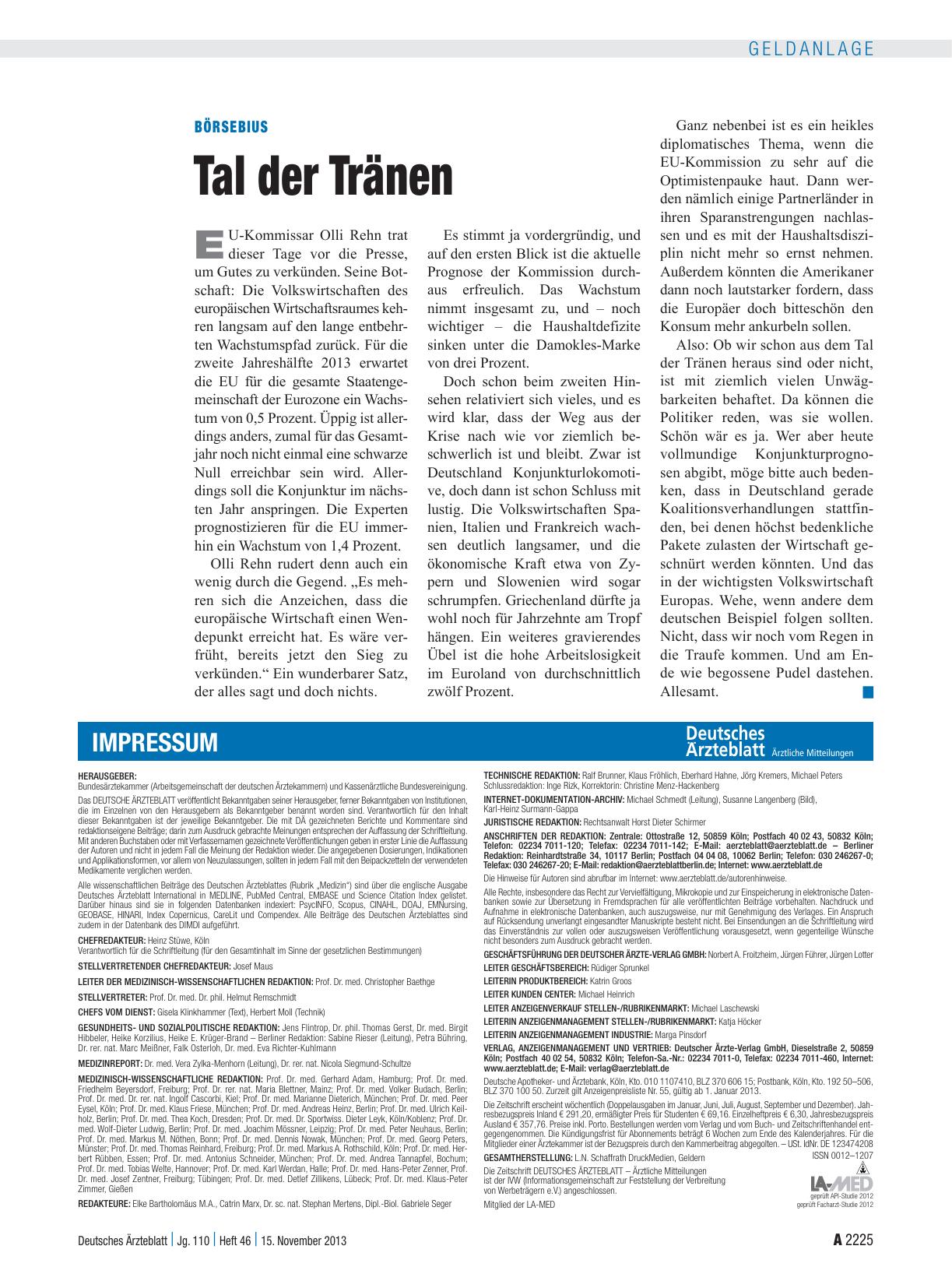 Vorschauseite 1: Börsebius: Tal der Tränen