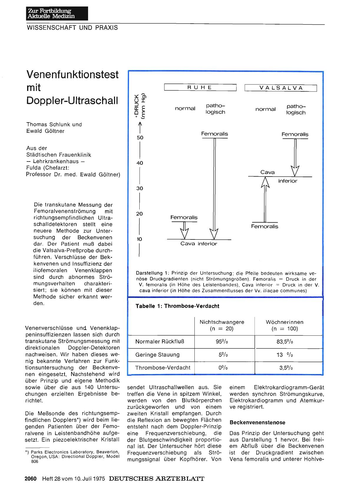 Vorschauseite 1: Venenfunktionstest mit Doppler-Ultraschall