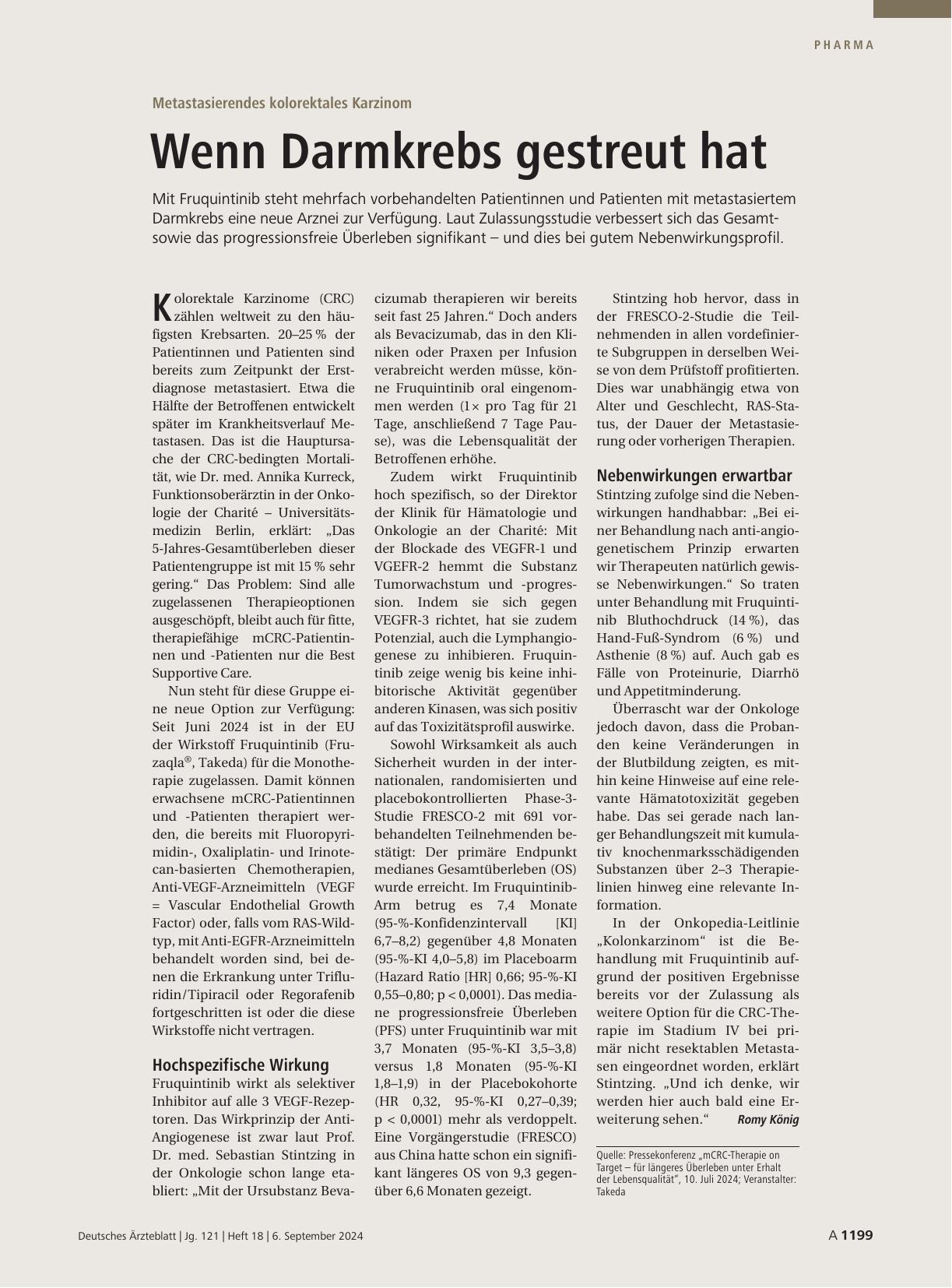 Vorschauseite 1: Metastasierendes kolorektales Karzinom: Wenn Darmkrebs gestreut hat