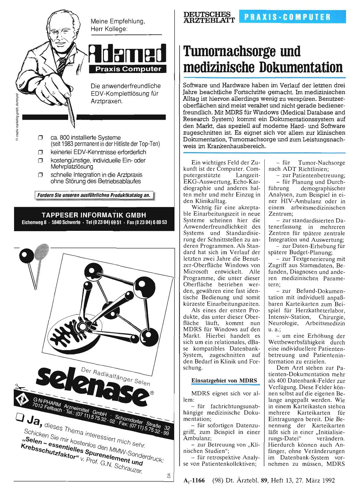 Vorschauseite 1: Tumornachsorge und medizinische Dokumentation