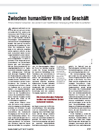 Vorschauseite 1: Afghanistan: Zwischen humanitärer Hilfe und Geschäft