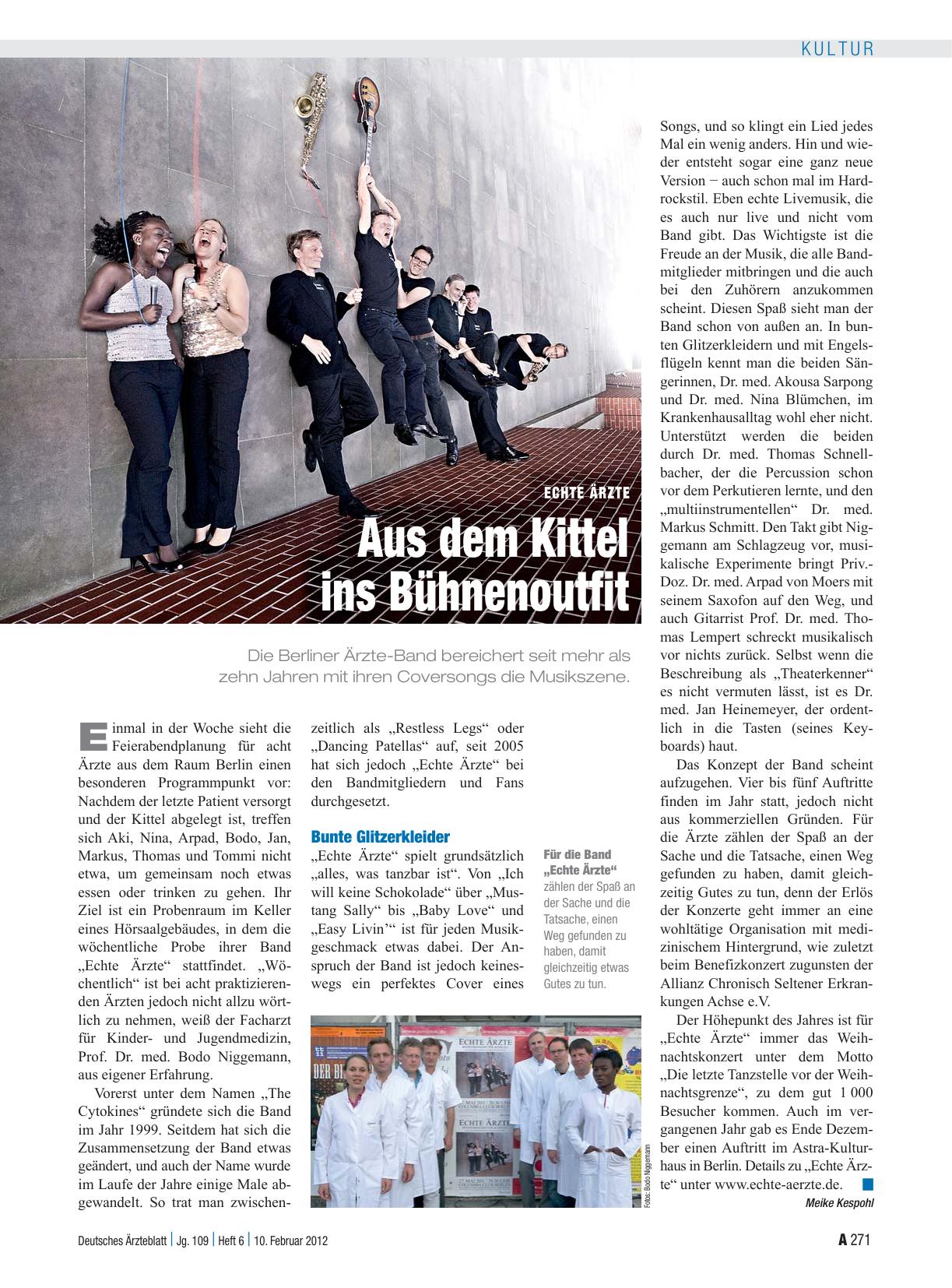 Vorschauseite 1: Echte Ärzte: Aus dem Kittel ins Bühnenoutfit