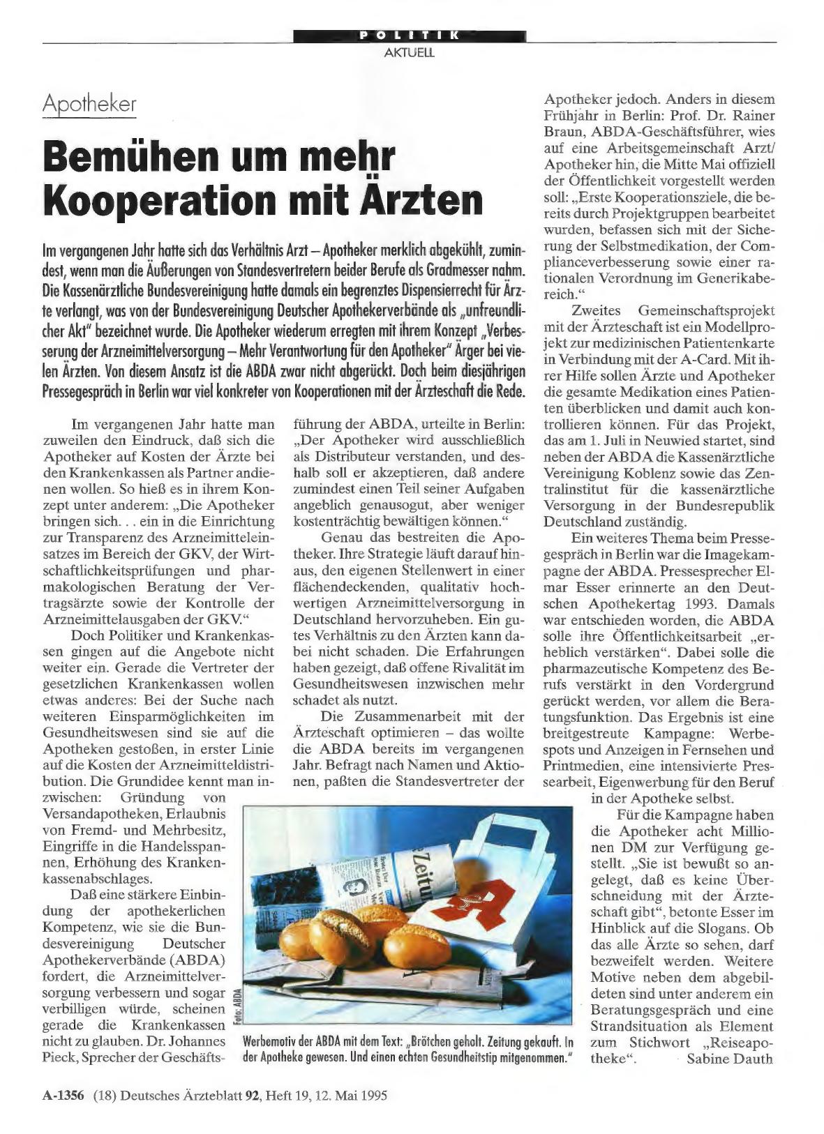 Vorschauseite 1: Apotheker: Bemühen um mehr Kooperation mit Ärzten