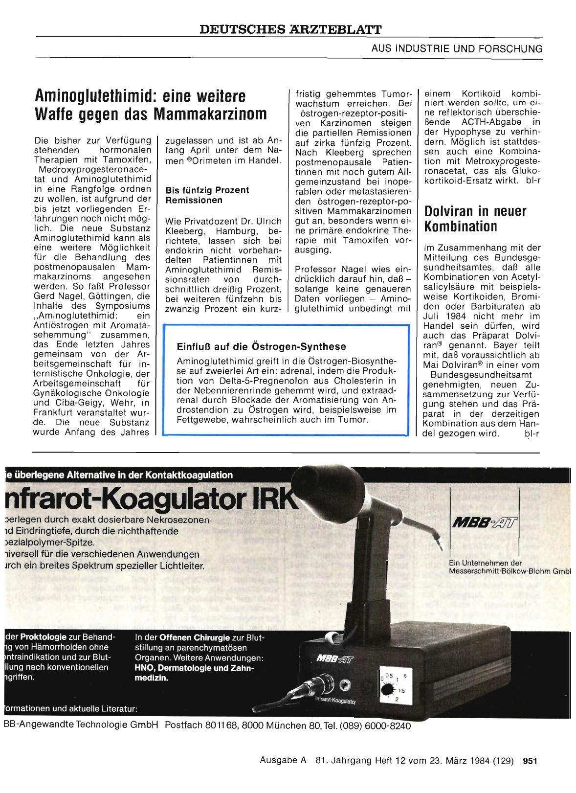 Vorschauseite 1: Aminoglutethimid: eine weitere Waffe gegen das Mammakarzinom
