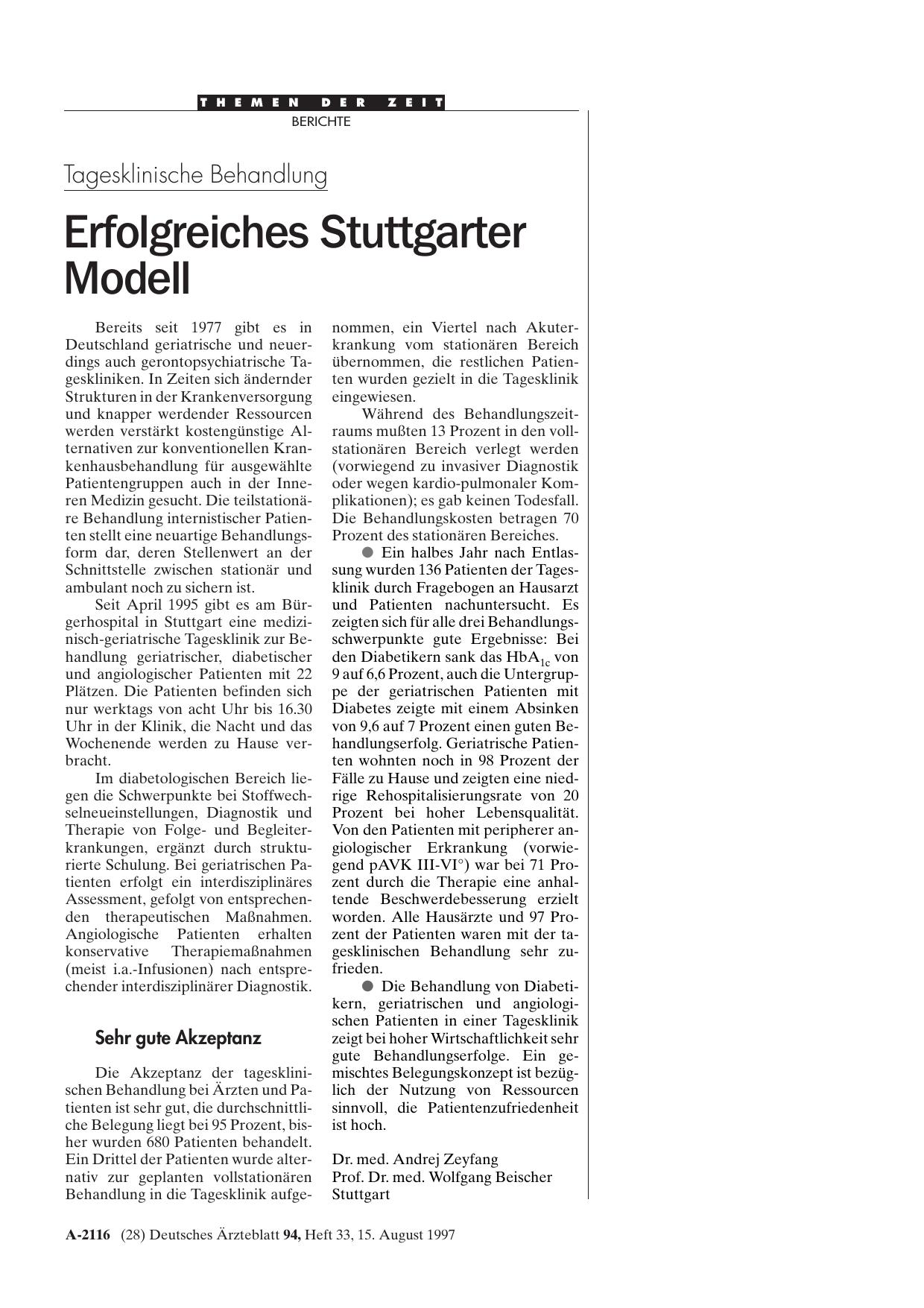 Vorschauseite 1: Tagesklinische Behandlung: Erfolgreiches Stuttgarter Modell