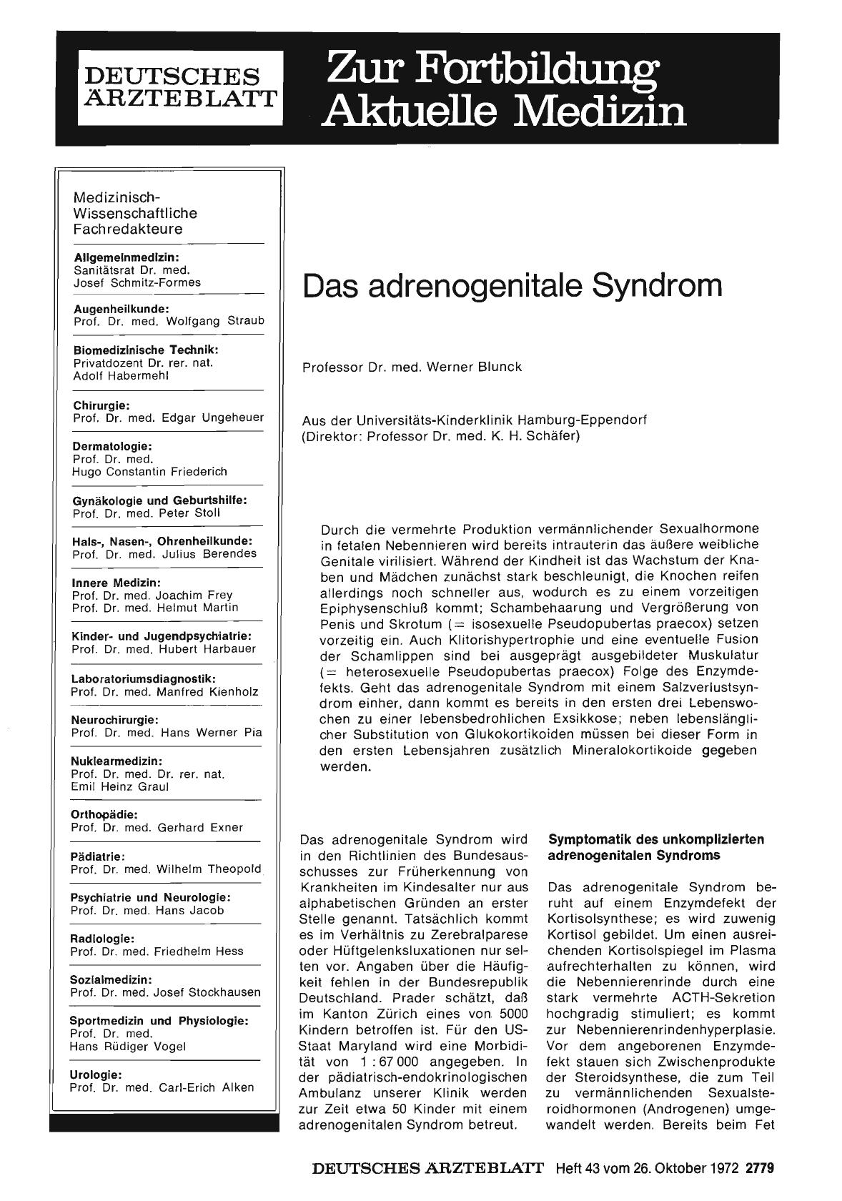 Vorschauseite 1: Das adrenogenitale Syndrom